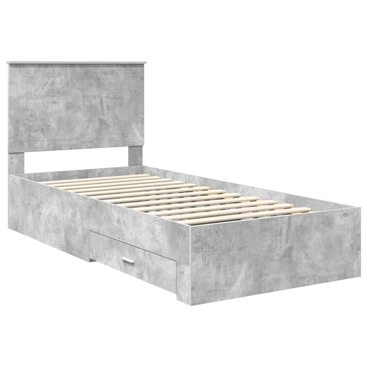 Ágykeret fejtámlával fiókkal Beton Szürke 90 x 200 cm Faanyag