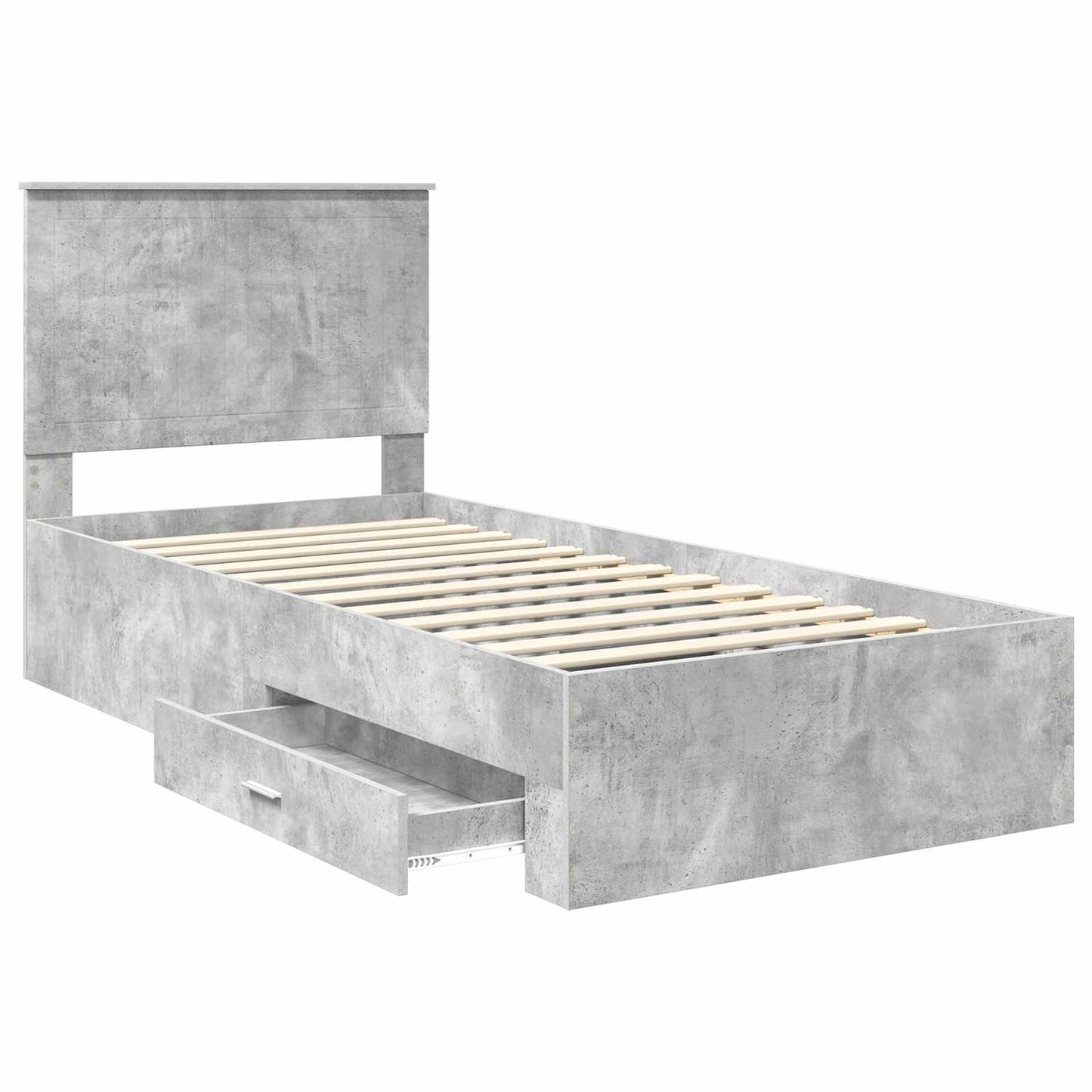 Ágykeret fejtámlával fiókkal Beton Szürke 90 x 200 cm Faanyag