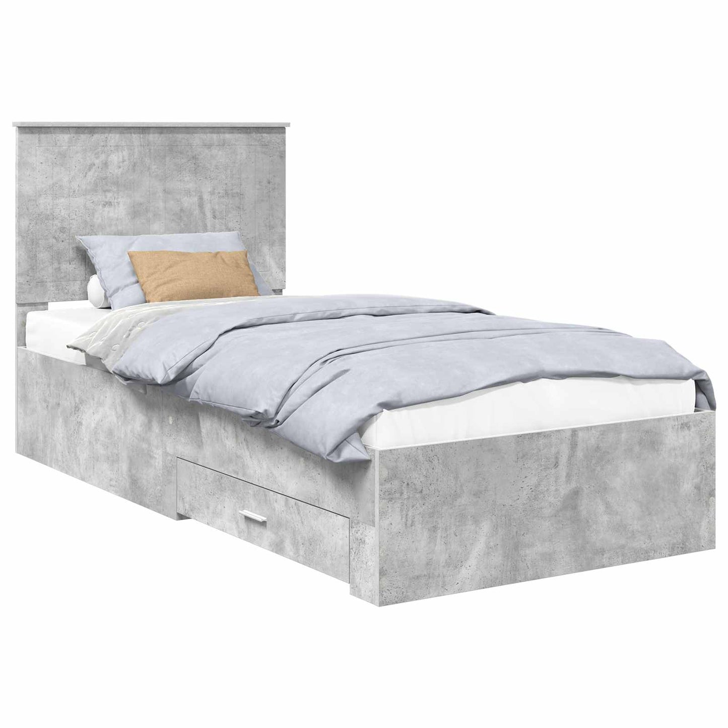 Ágykeret fejtámlával fiókkal Beton Szürke 90 x 190 cm Faanyag