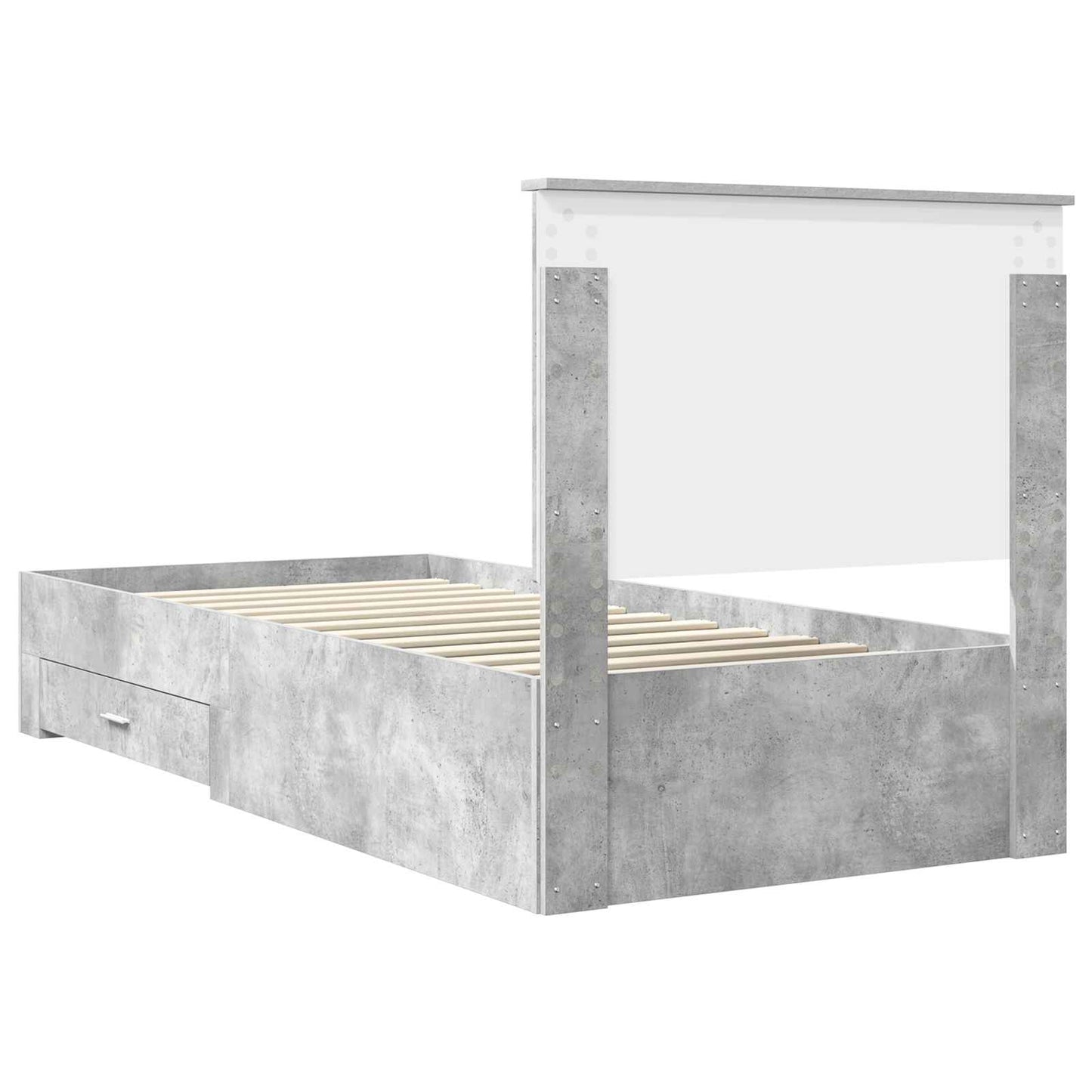 Ágykeret fejtámlával fiókkal Beton Szürke 90 x 190 cm Faanyag