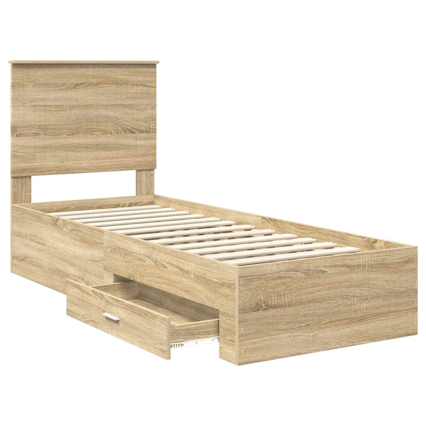 Ágykeret fiókkal Sonoma tölgy és ezüst 70 x 190 cm Szerelt Fa