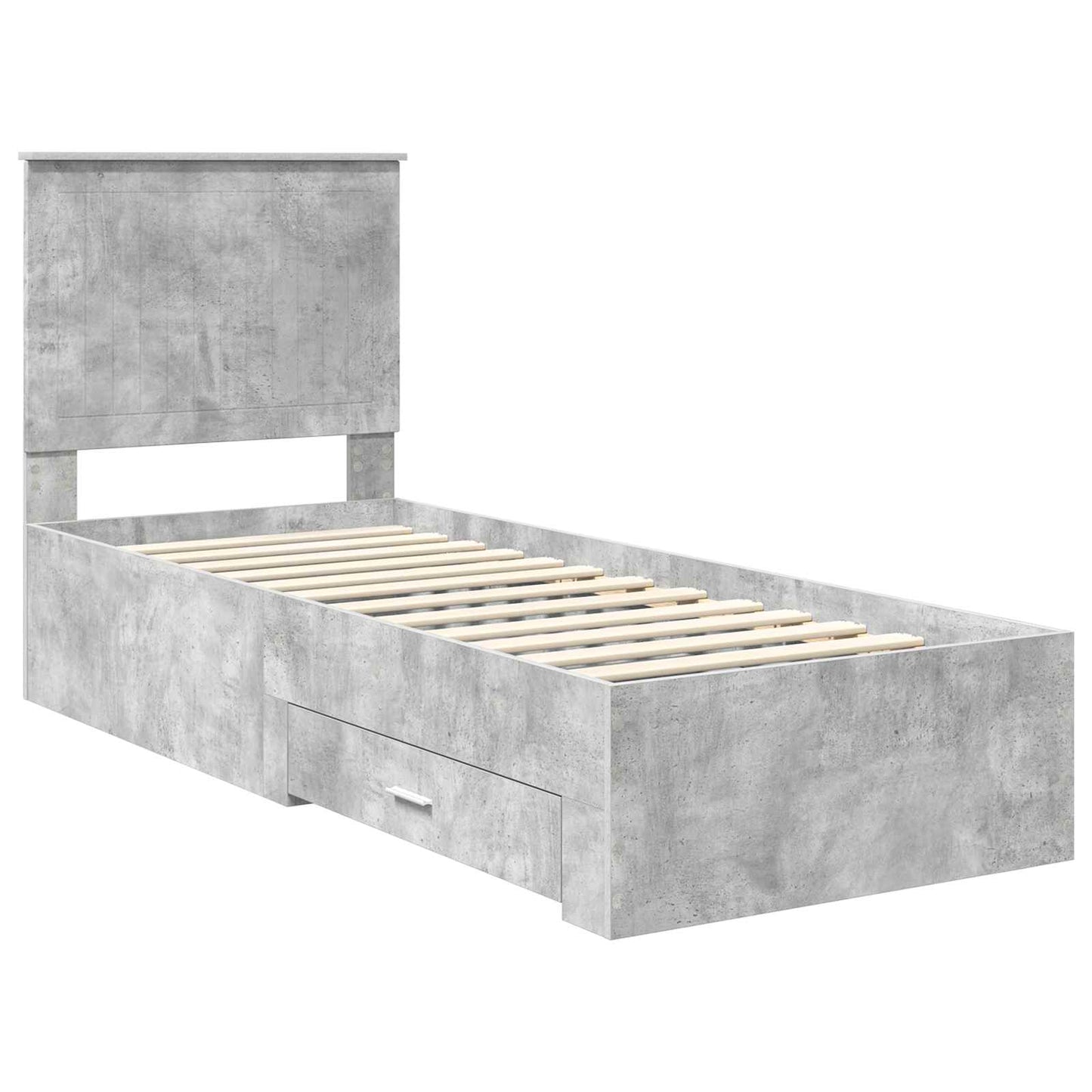 Ágykeret fiókkal Beton szürke és ezüst 70 x 190 cm Szerelt Fa