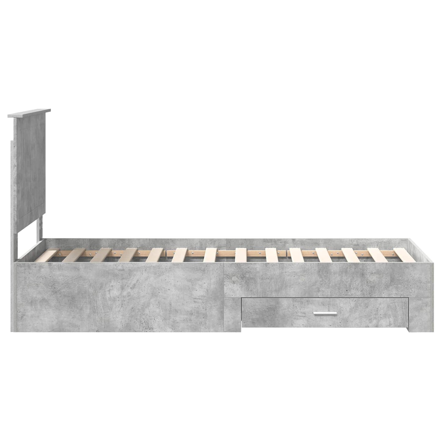 Ágykeret fiókkal Beton szürke és ezüst 70 x 190 cm Szerelt Fa