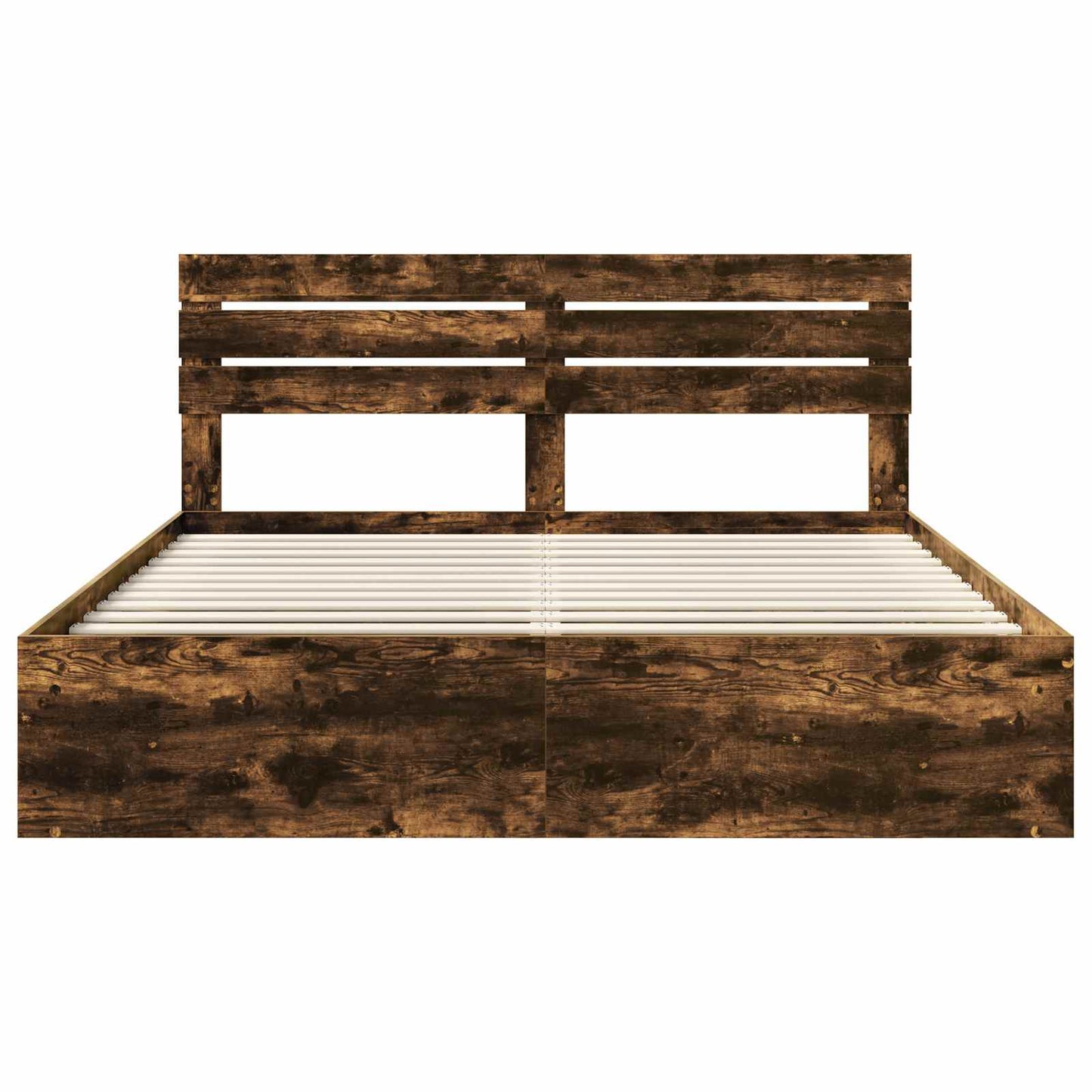 Ágykeret fejtámlával Füstölt tölgy 200 x 200 cm Tömör fenyőfa
