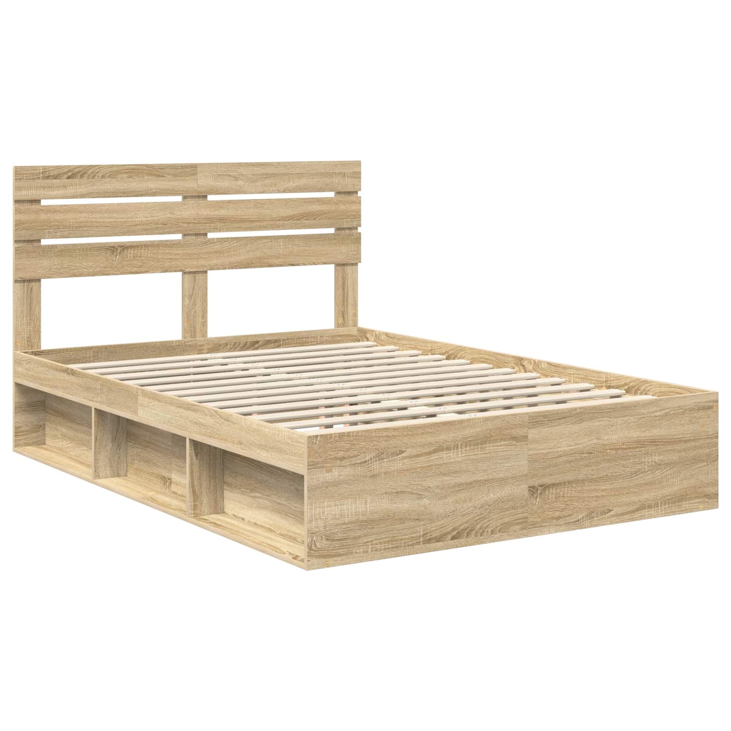 Ágykeret fejtámlával Sonoma tölgy 150 x 200 cm Tömör fenyőfa