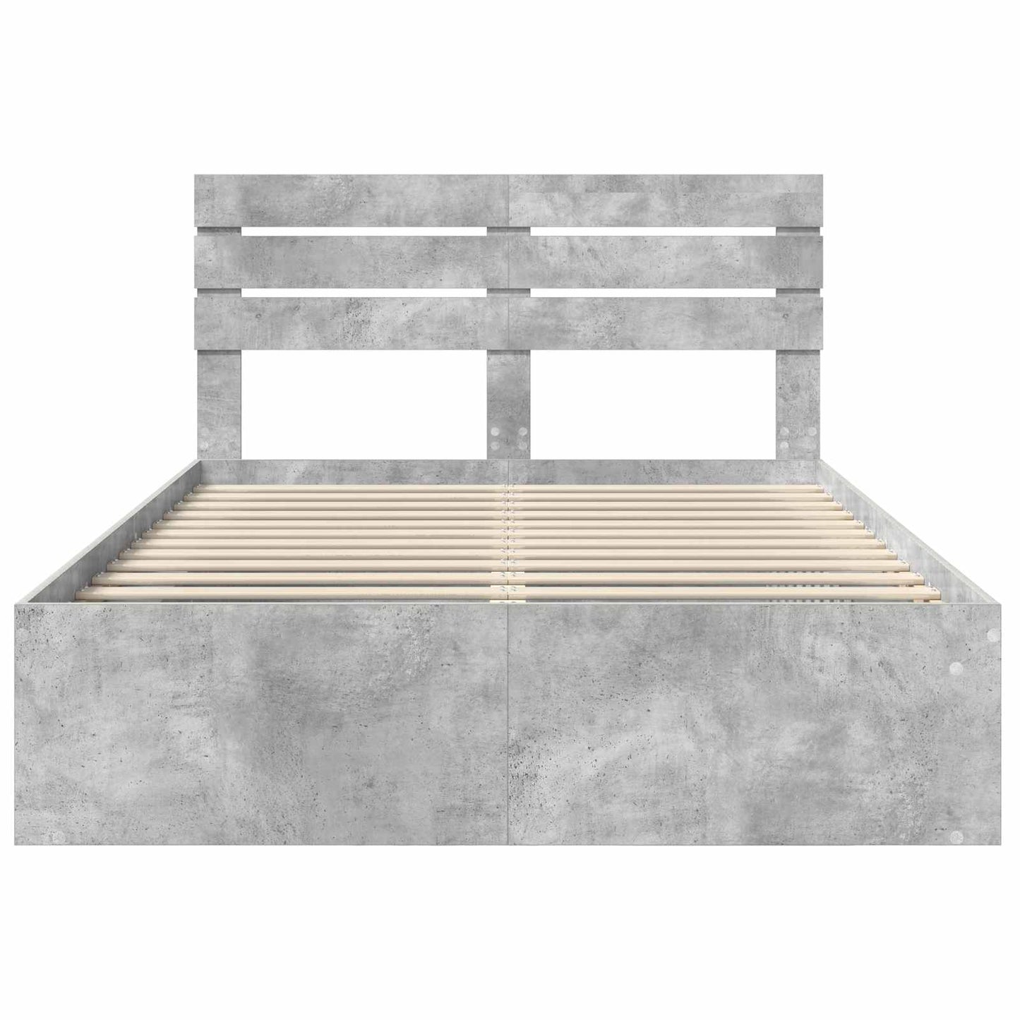 Ágykeret fejtámlával Beton Szürke 150 x 200 cm Tömör fenyőfa