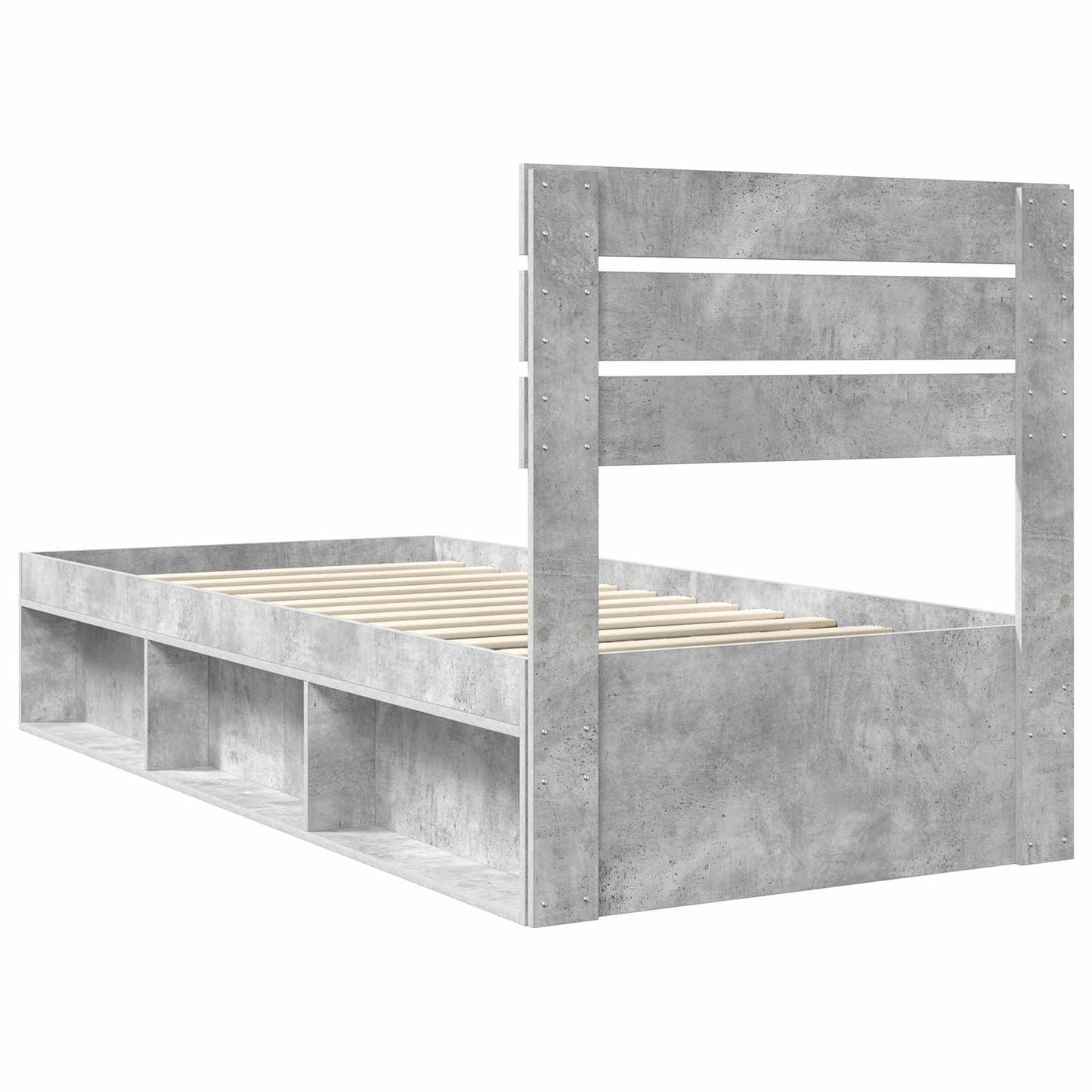 Ágykeret fejtámlával Beton 90 x 200 cm Tömör fenyőfa