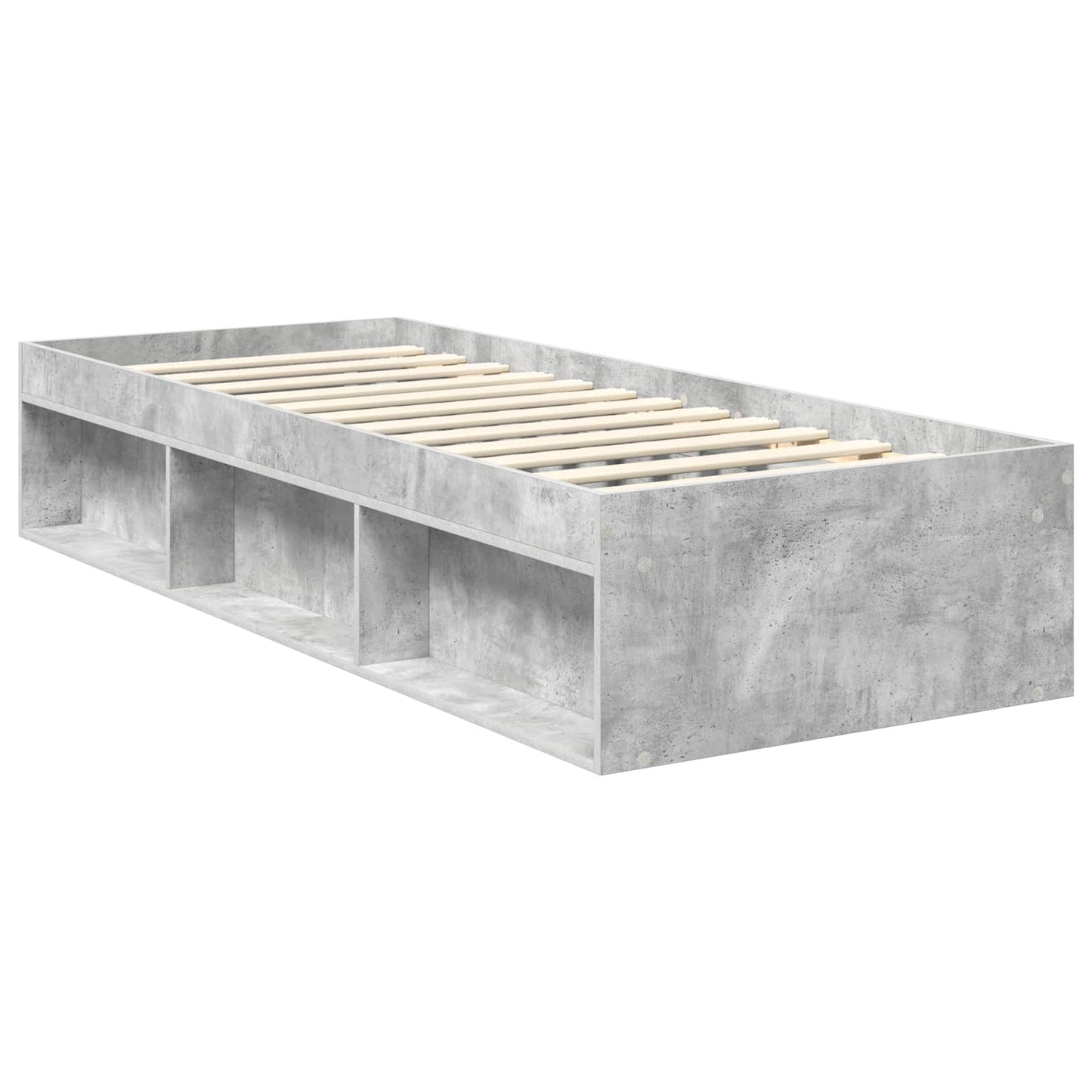 Ágykeret fejtámlával Beton Szürke 75 x 190 cm Tömör fenyőfa