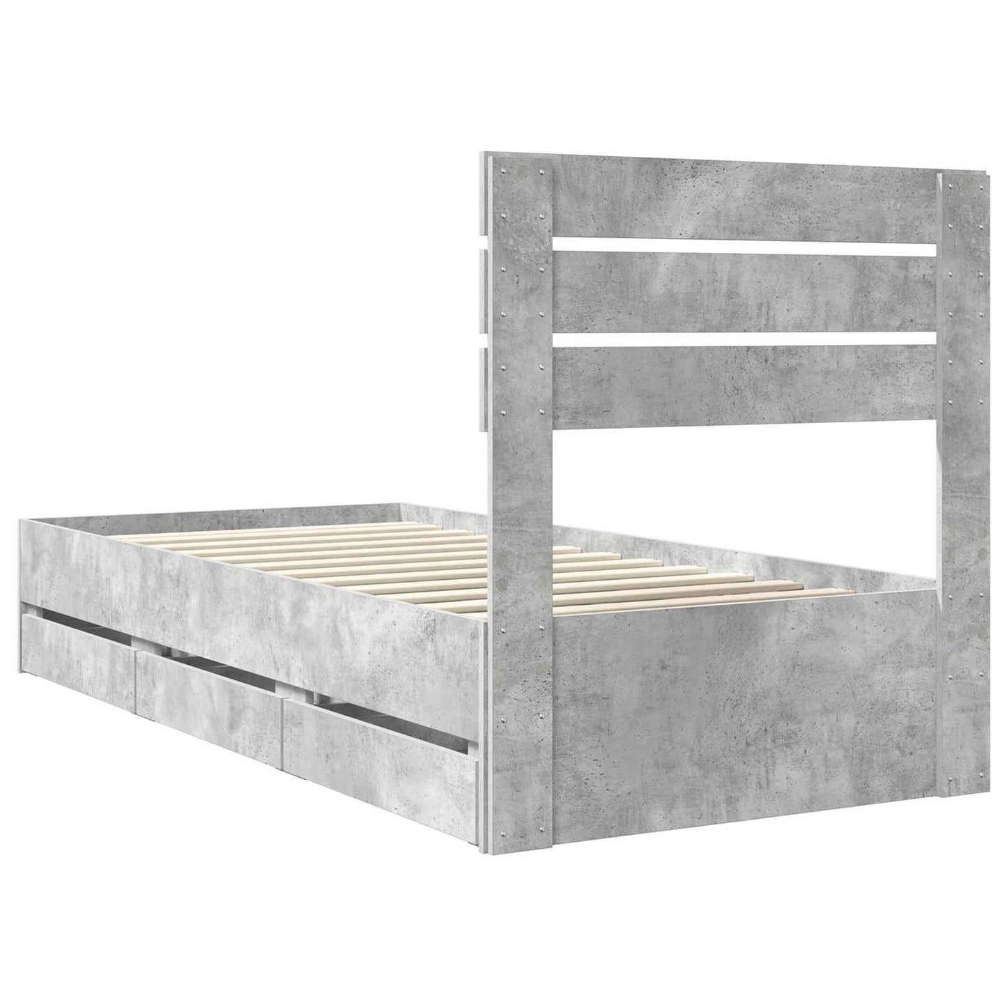 Ágykeret fiókkal tárolóval Beton Szürke 90 x 200 cm Mérnöki Fa