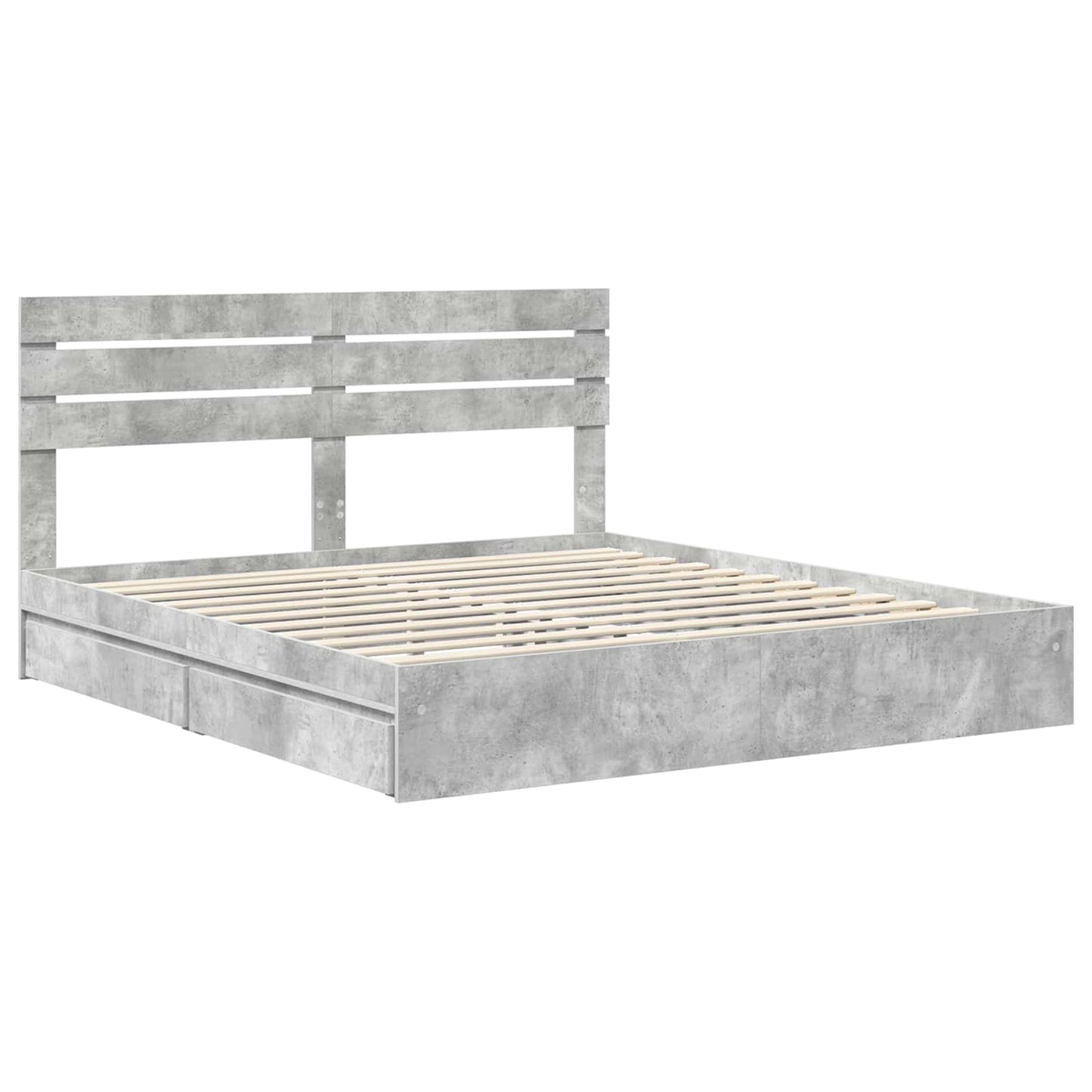 Tárolós Ágy fiókkal Beton Szürke 200 x 200 cm Szerelt Fa