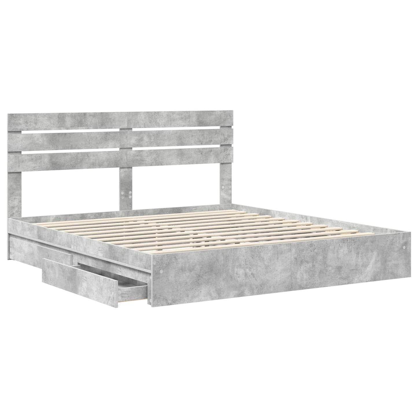 Tárolós Ágy fiókkal Beton Szürke 200 x 200 cm Szerelt Fa