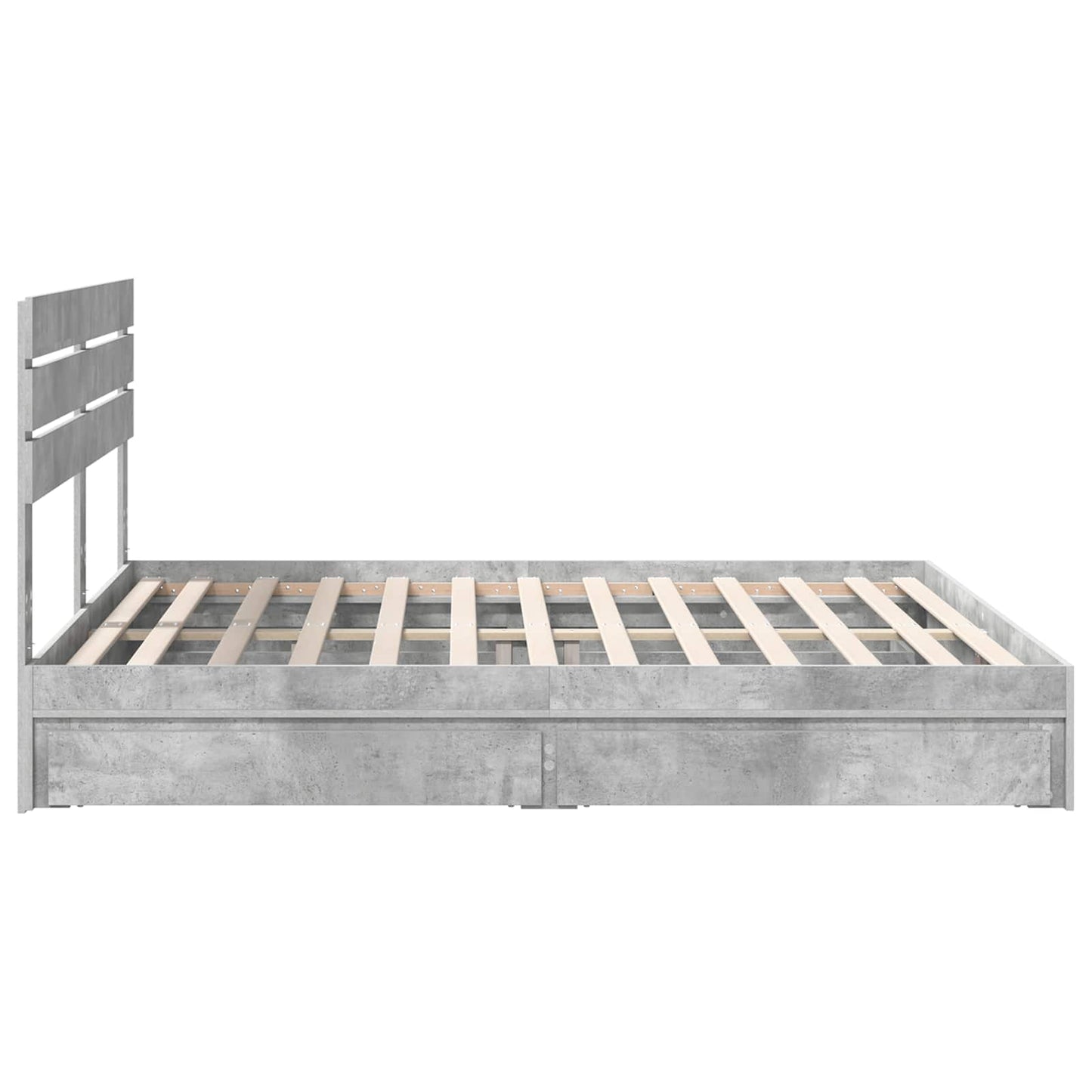 Tárolós Ágy fiókkal Beton Szürke 200 x 200 cm Szerelt Fa