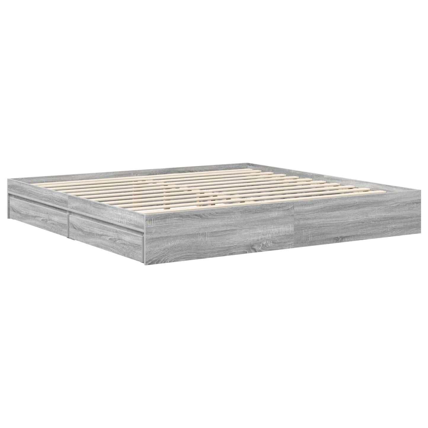 Tárolós Ágy fiókkal Szürke Sonoma 200 x 200 cm Szerelt Fa