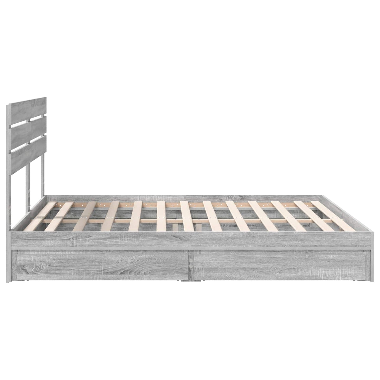 Tárolós Ágy fiókkal Szürke Sonoma 200 x 200 cm Szerelt Fa