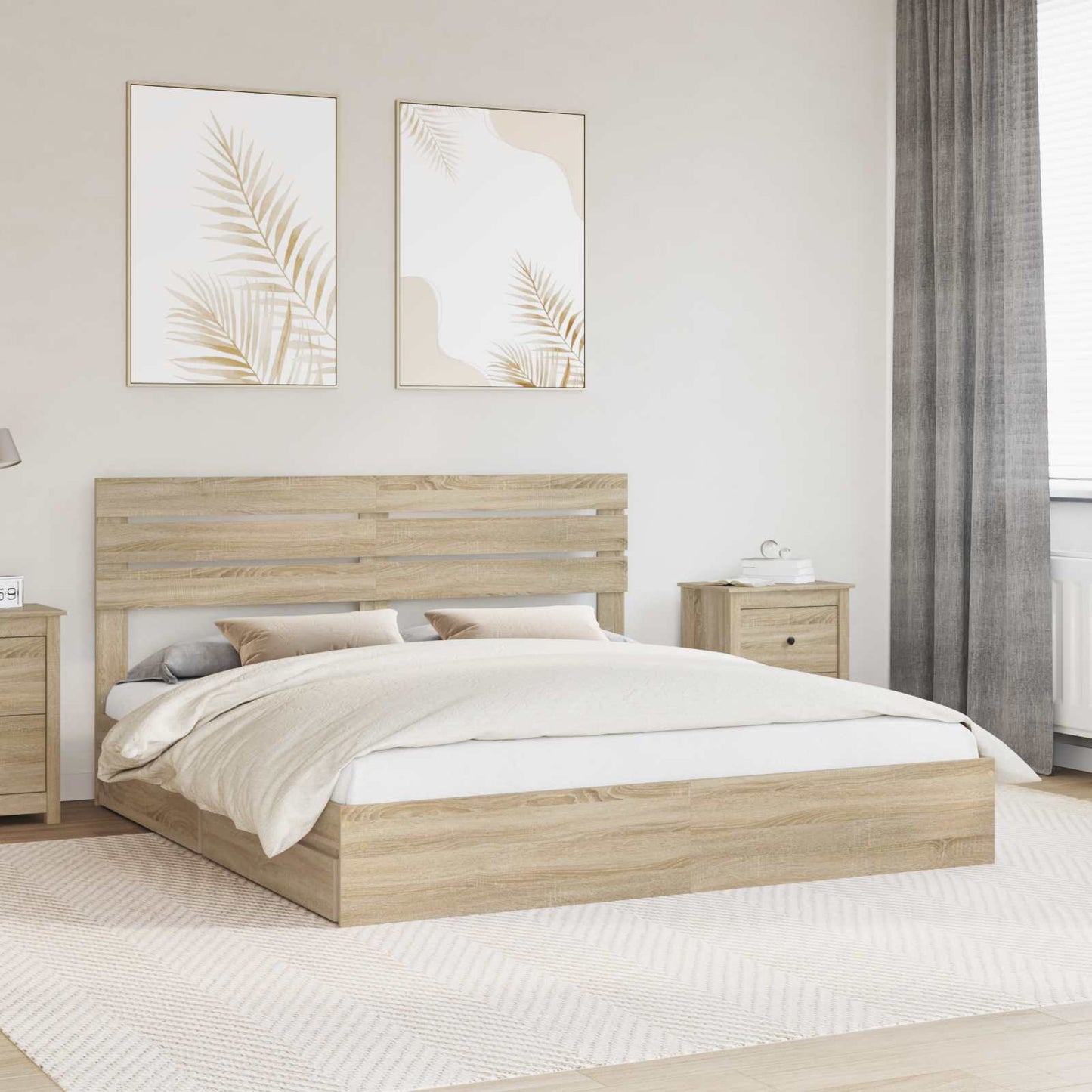 Tárolós Ágy fiókkal Sonoma tölgy 180 x 200 cm Szerelt Fa