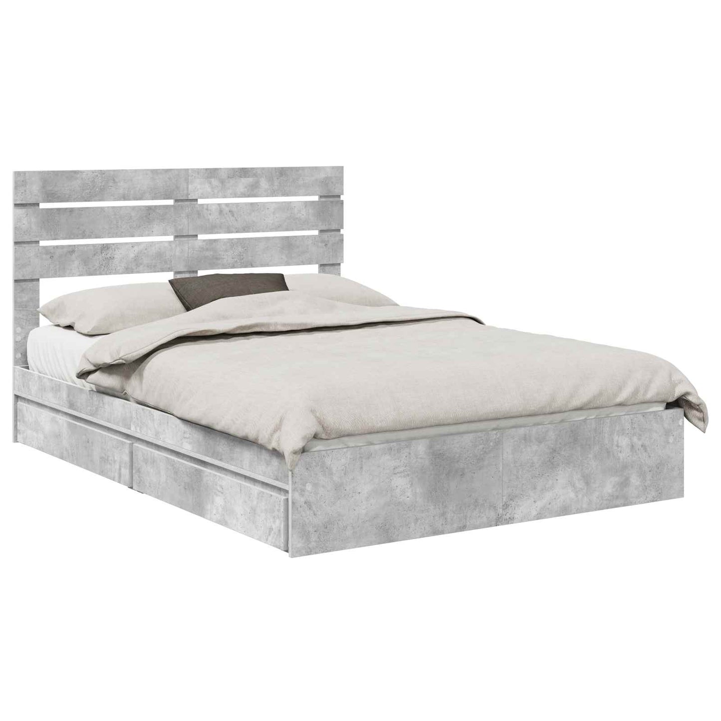 Tárolós Ágy fiókkal Beton Szürke 150 x 200 cm Szerelt Fa