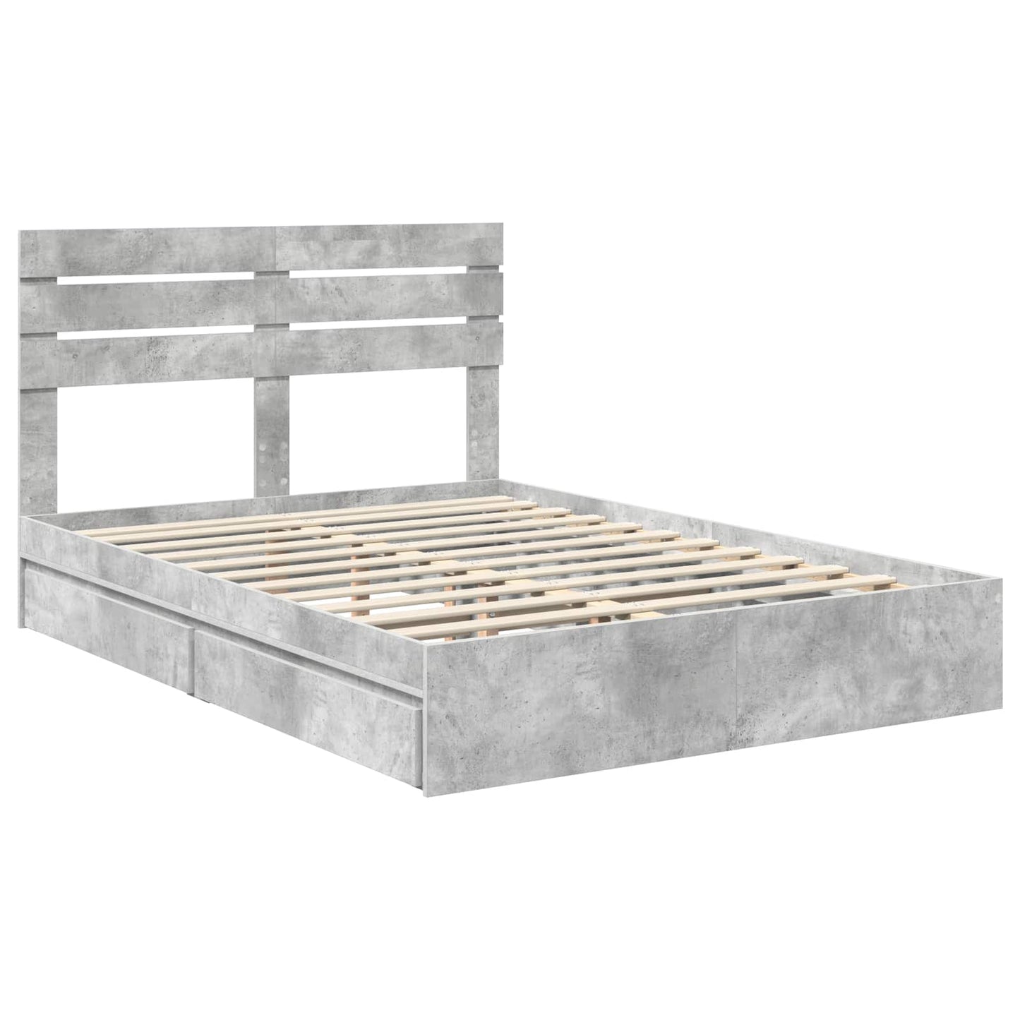 Tárolós Ágy fiókkal Beton Szürke 150 x 200 cm Szerelt Fa
