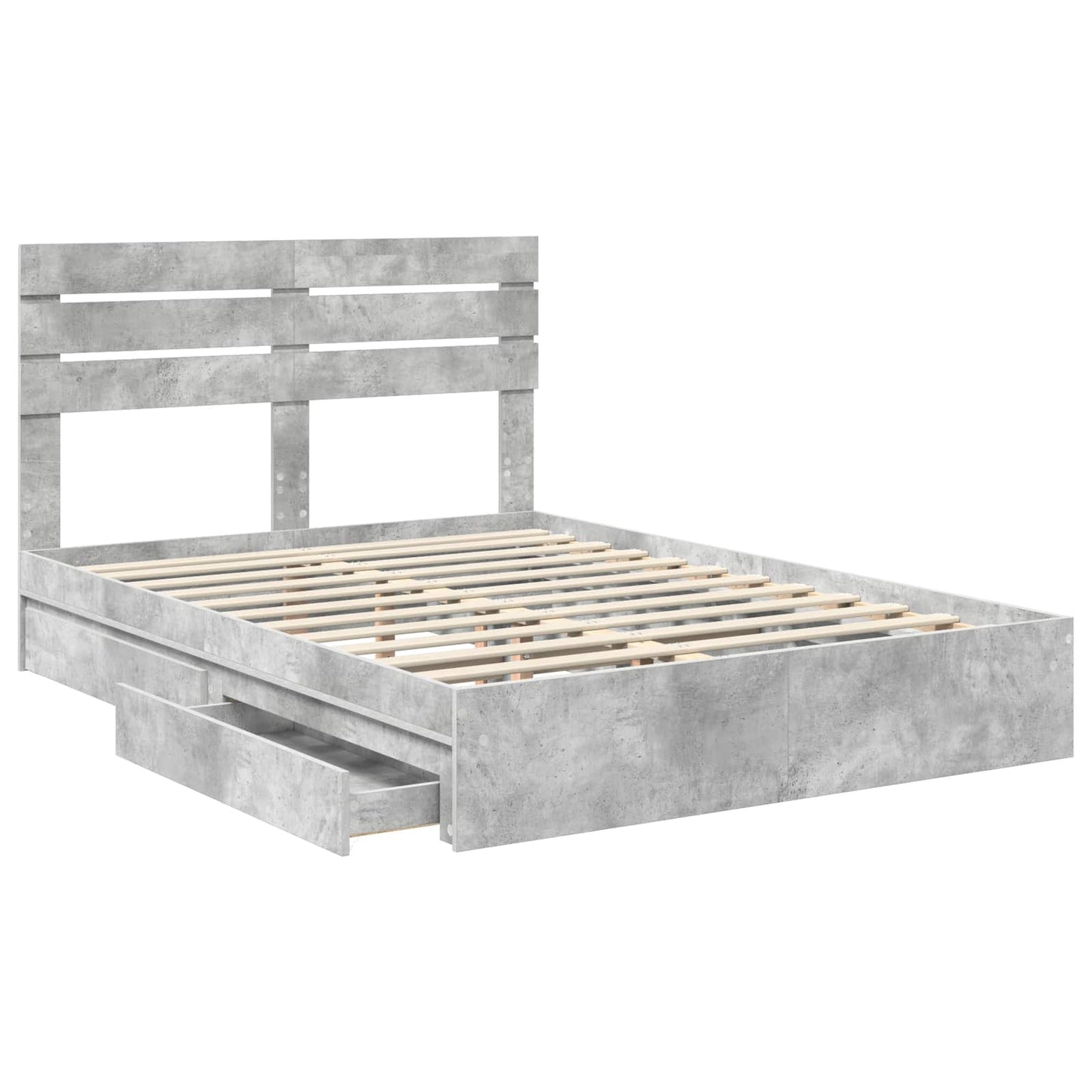 Tárolós Ágy fiókkal Beton Szürke 150 x 200 cm Szerelt Fa