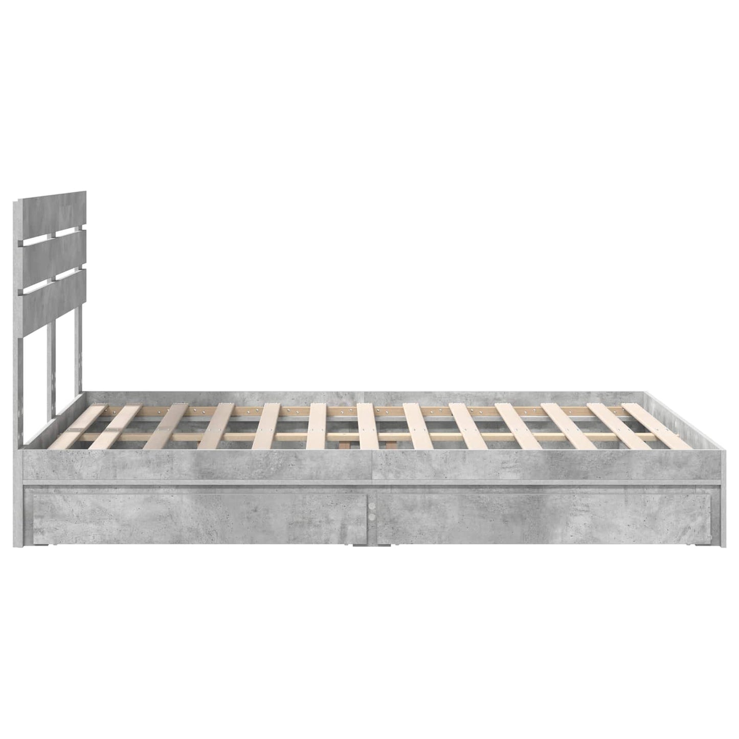 Tárolós Ágy fiókkal Beton Szürke 150 x 200 cm Szerelt Fa