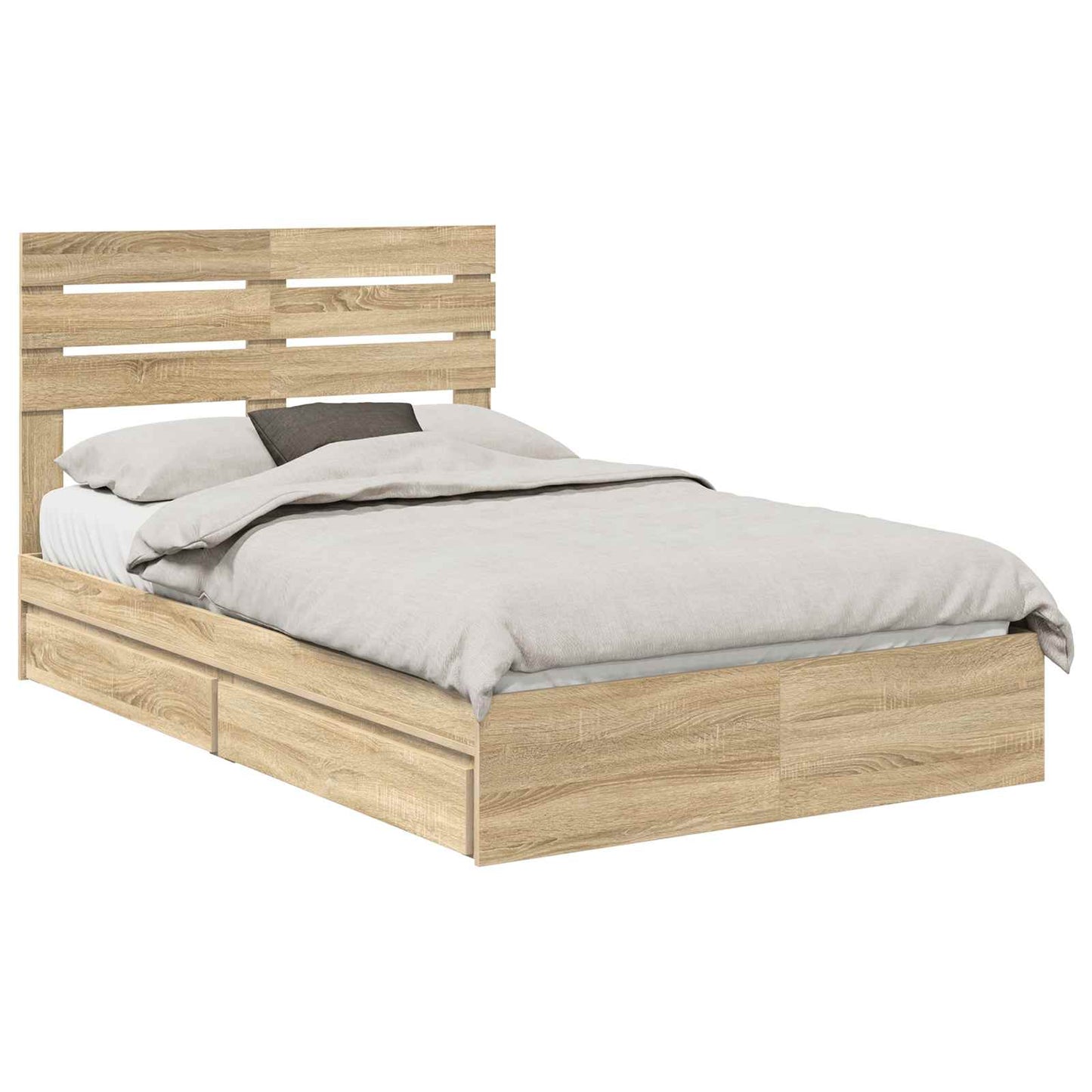 Tárolós Ágy fiókkal Sonoma tölgy 135 x 190 cm Szerelt Fa