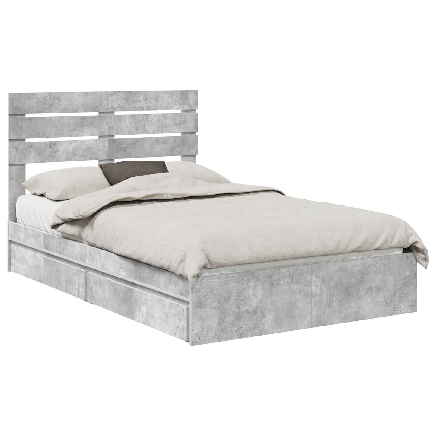 Tárolós Ágy fiókkal Beton Szürke 135 x 190 cm Szerelt Fa