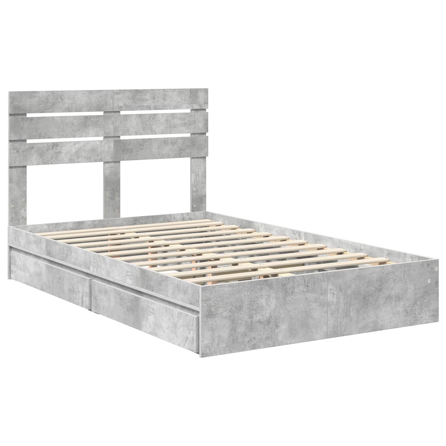 Tárolós Ágy fiókkal Beton Szürke 135 x 190 cm Szerelt Fa