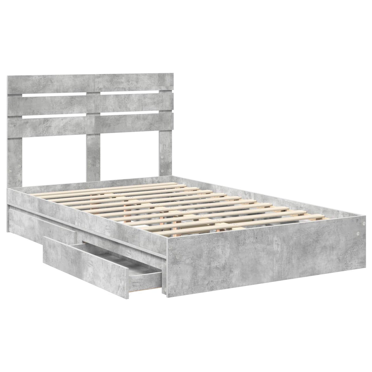 Tárolós Ágy fiókkal Beton Szürke 135 x 190 cm Szerelt Fa