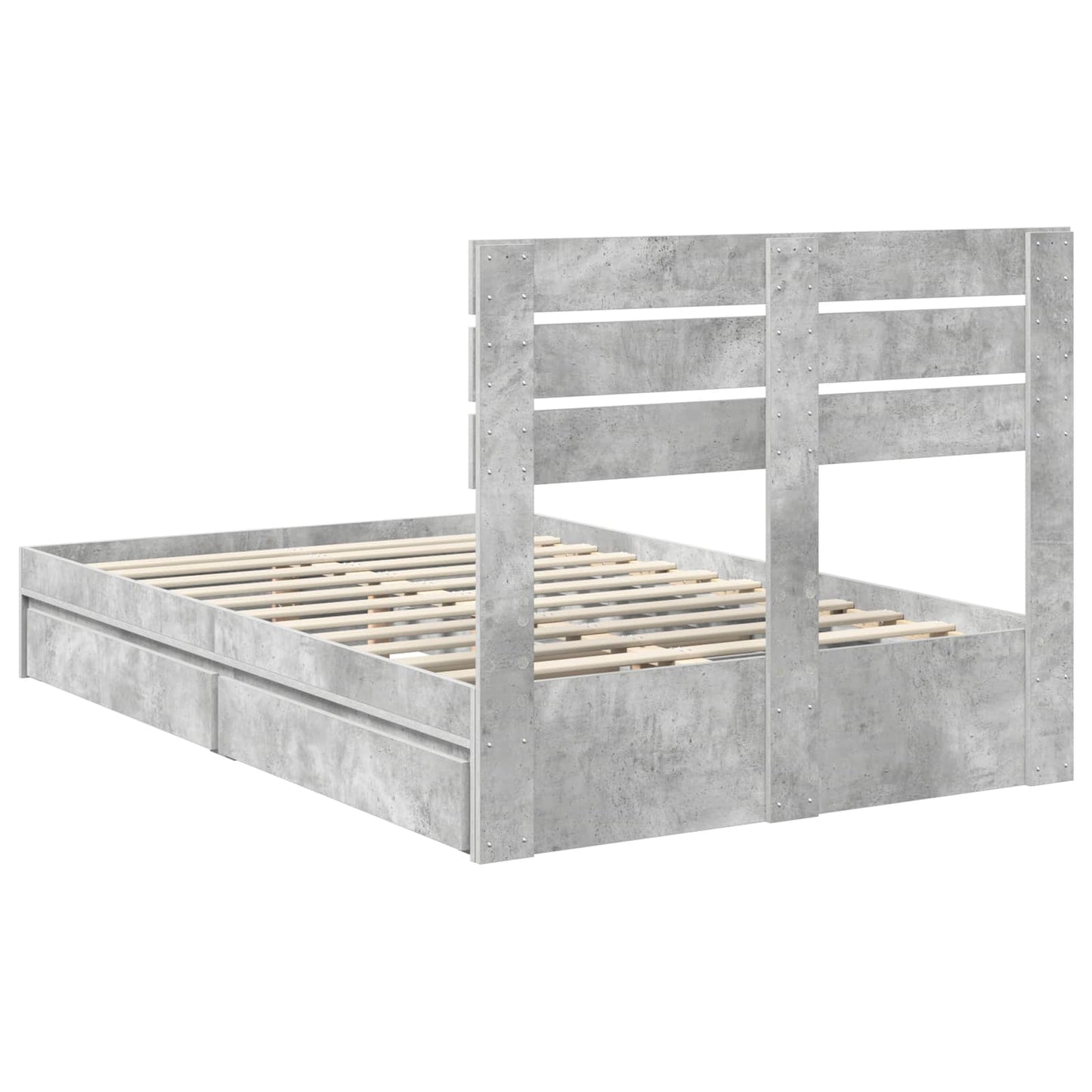 Tárolós Ágy fiókkal Beton Szürke 135 x 190 cm Szerelt Fa