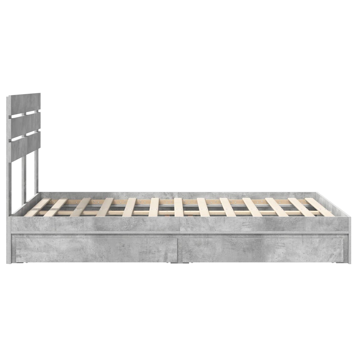 Tárolós Ágy fiókkal Beton Szürke 135 x 190 cm Szerelt Fa