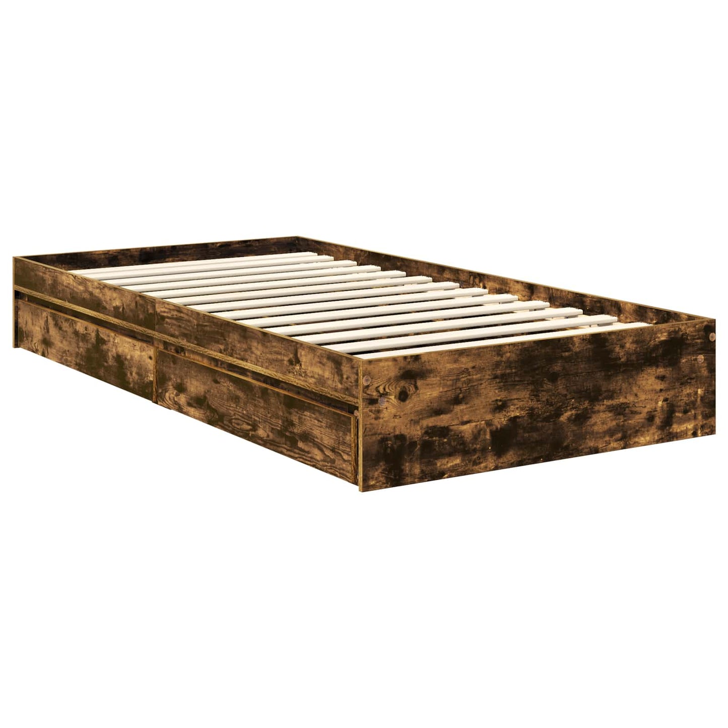 Tárolós Ágy fiókkal Füstölt tölgy 100 x 200 cm Szerelt Fa
