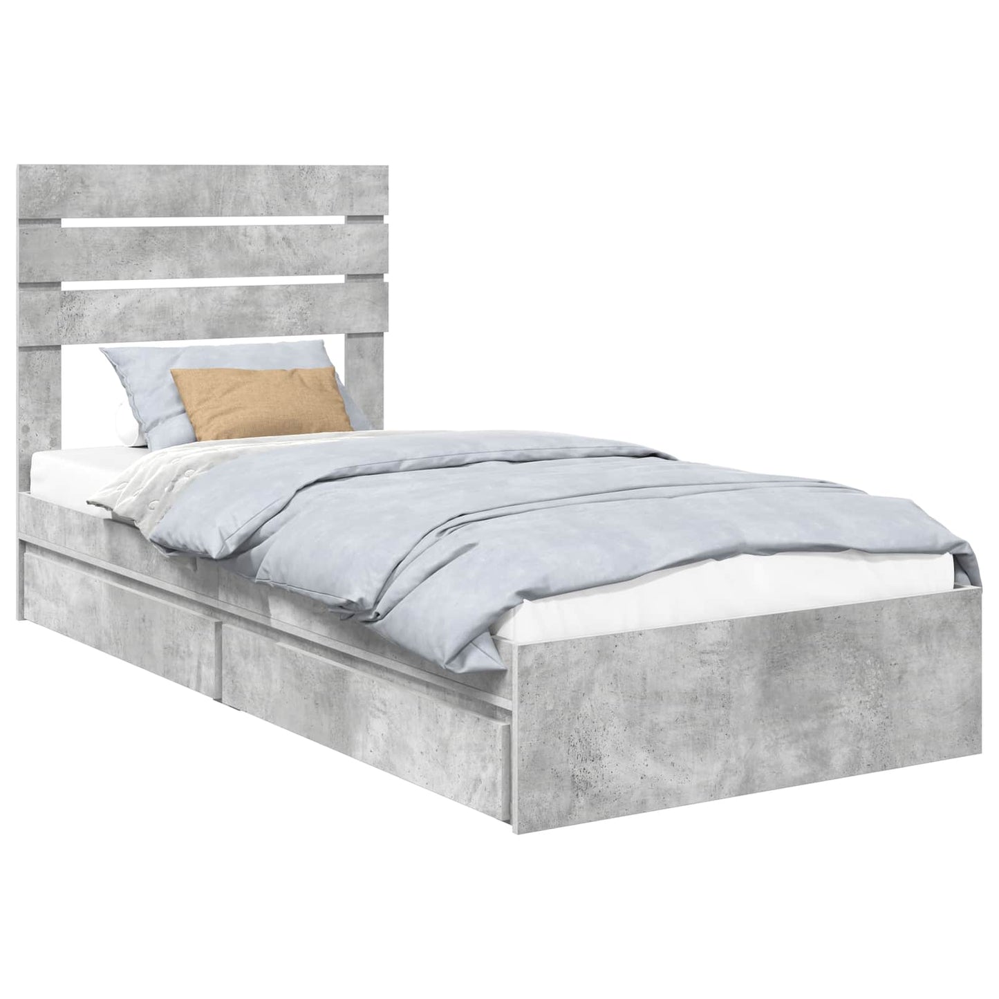 Tárolós Ágy fiókkal Beton Szürke 90 x 190 cm Szerelt Fa