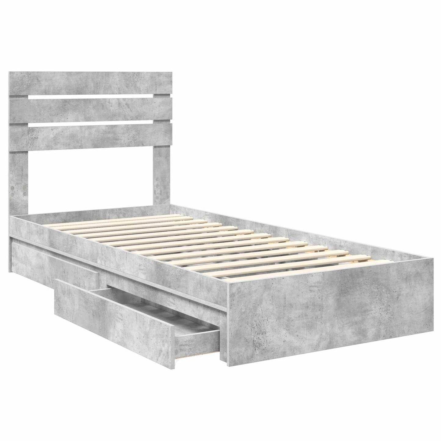 Tárolós Ágy fiókkal Beton Szürke 90 x 190 cm Szerelt Fa