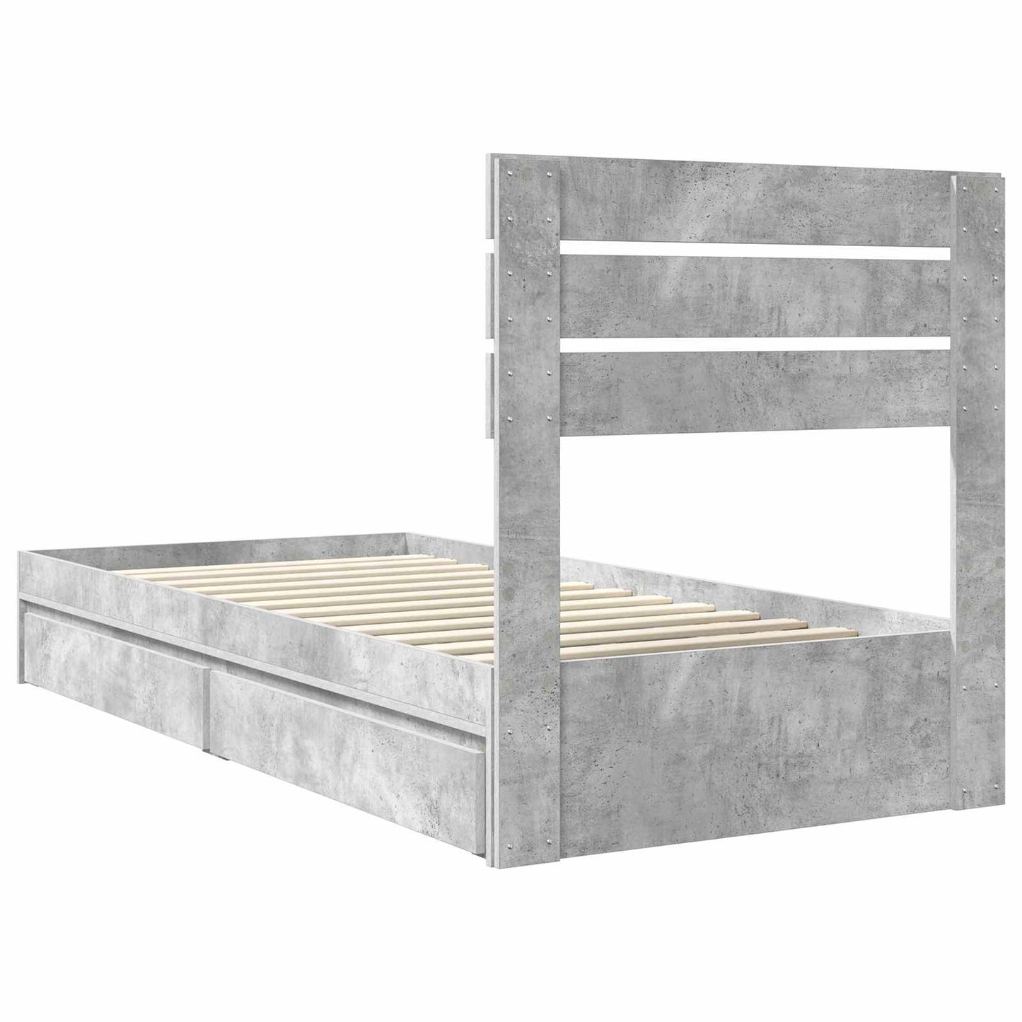 Tárolós Ágy fiókkal Beton Szürke 90 x 190 cm Szerelt Fa