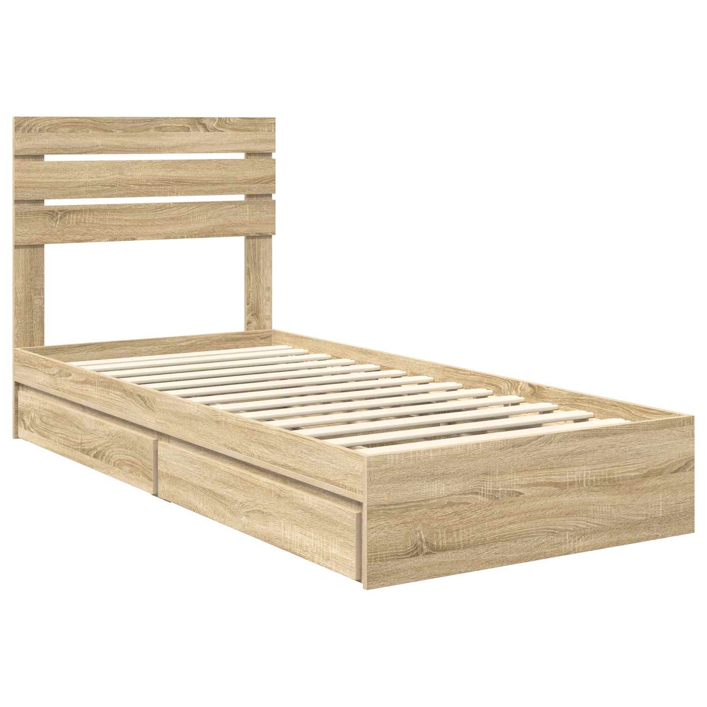 Tárolós Ágy fiókkal Sonoma tölgy 75 x 190 cm Szerelt Fa