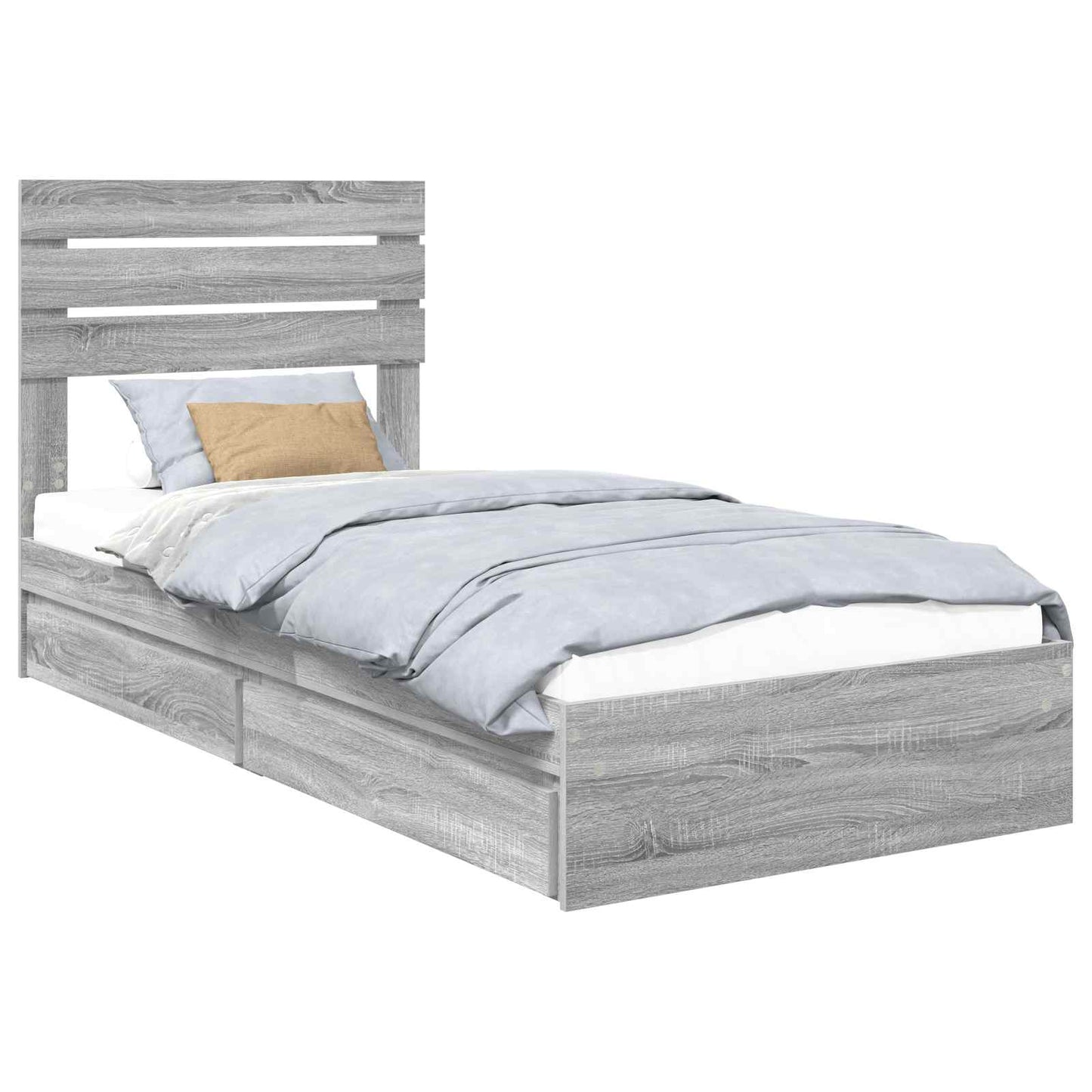 Tárolós Ágy fiókkal Szürke Sonoma 75 x 190 cm Szerelt Fa