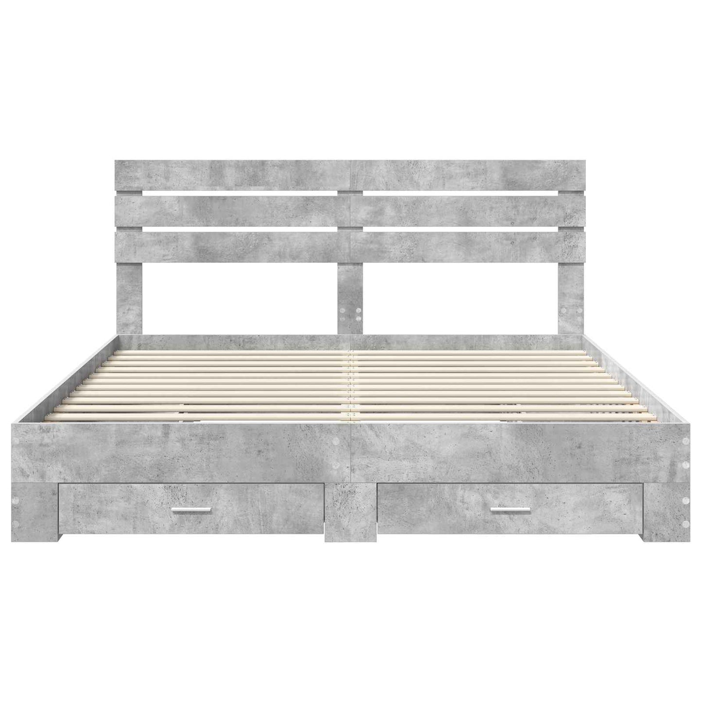 Ágykeret fiókkal tárolóval Beton Szürke 200 x 200 cm Szerelt Fa