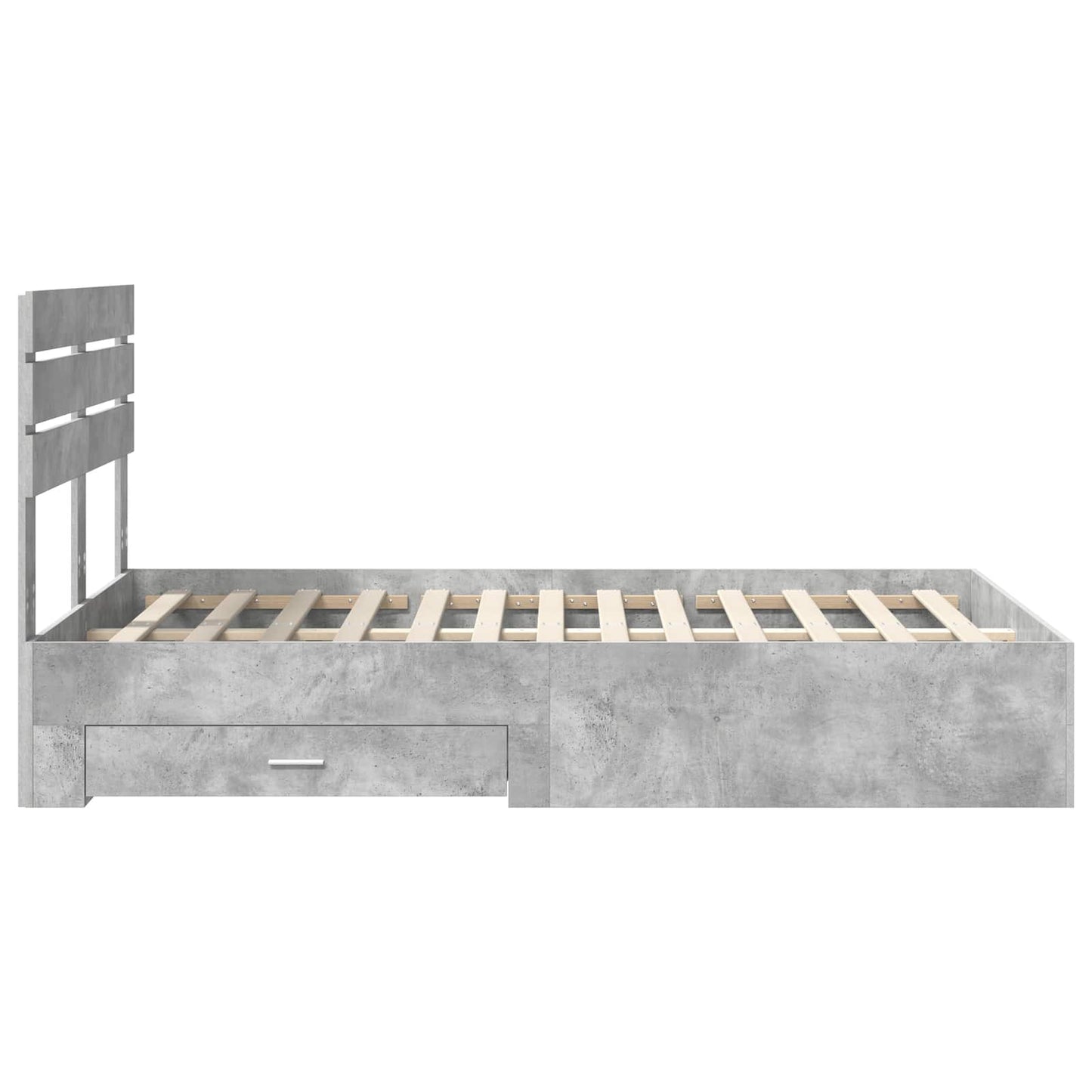 Ágykeret fiókkal tárolóval Beton Szürke 120 x 200 cm Szerelt Fa