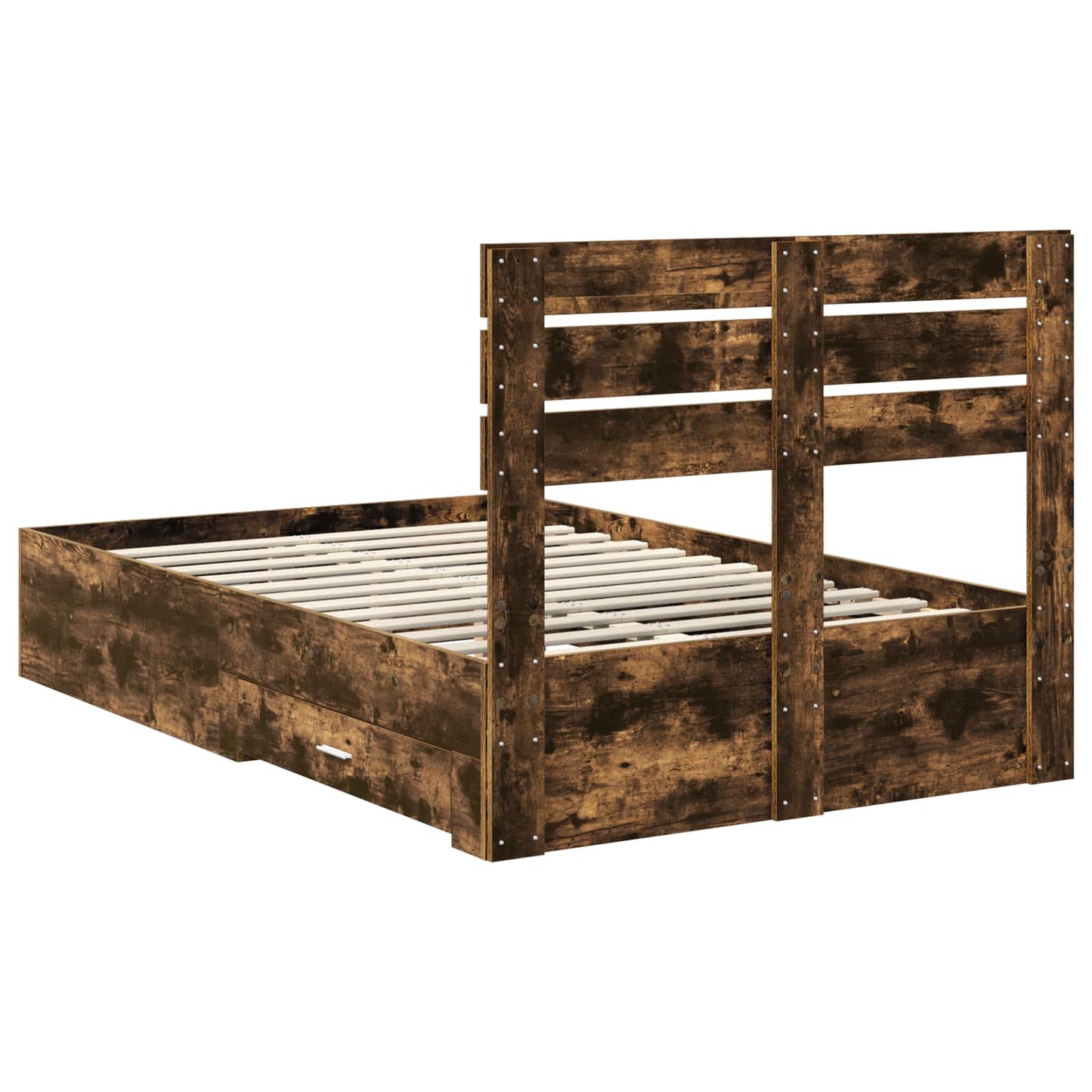 Ágykeret fiókkal Füstölt tölgy 120 x 200 cm Szerelt Fa