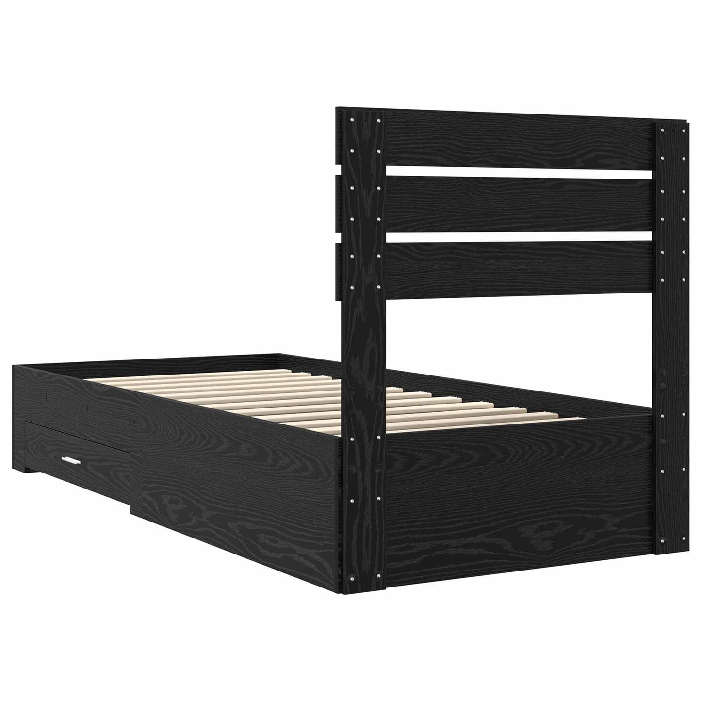 Ágykeret fiókkal tárolóval Fekete tölgy 90 x 200 cm Szerelt Fa