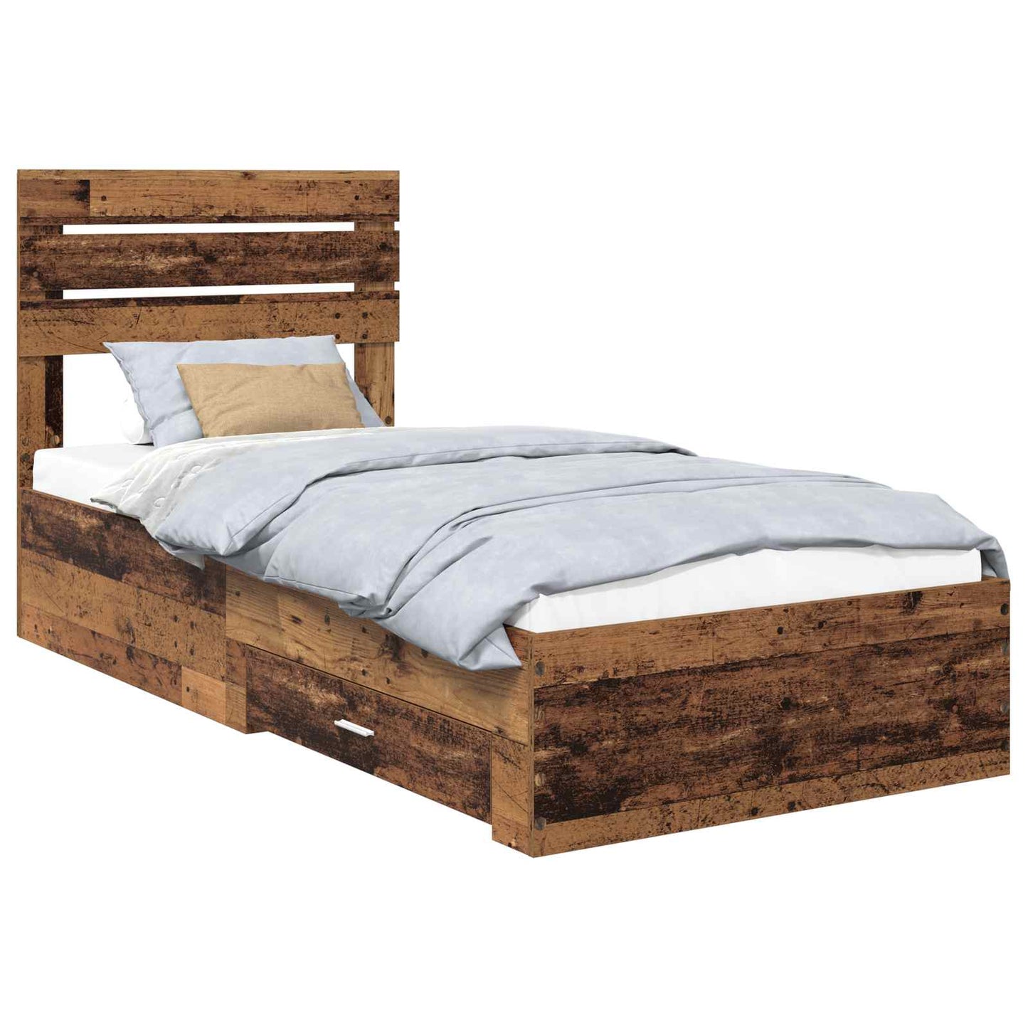 Ágykeret fiókkal fejtámlával Öreg fa 90 x 190 cm Szerelt Fa