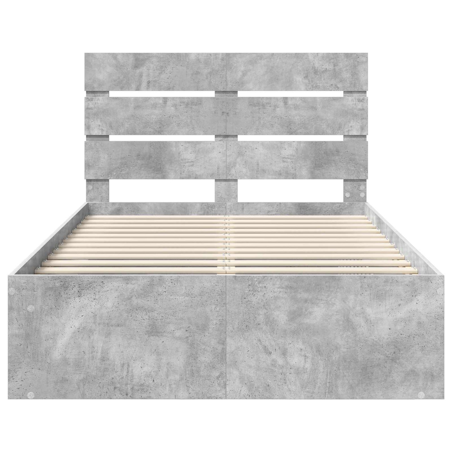 Ágykeret fejtámlával Beton Szürke 135 x 190 cm Tömör fenyőfa