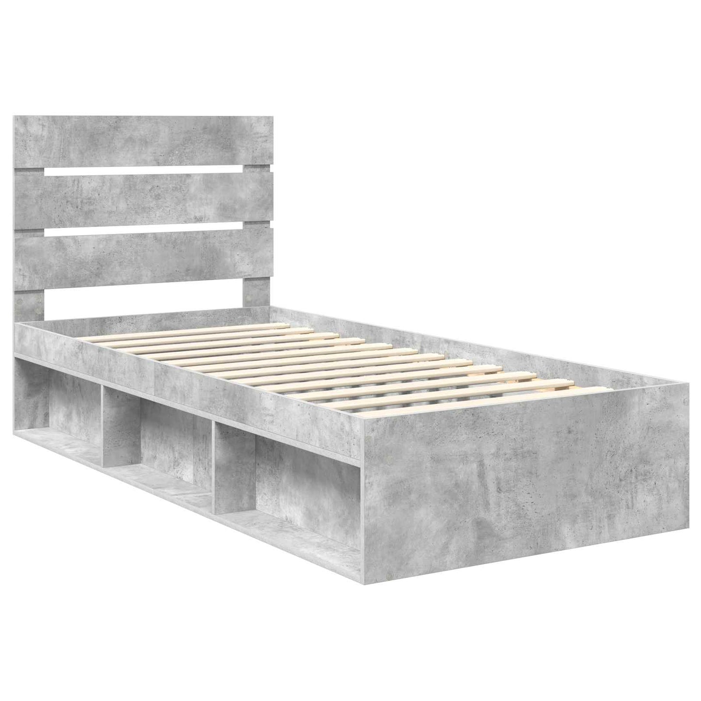 Ágykeret fejtámlával Beton 90 x 200 cm Tömör fenyőfa