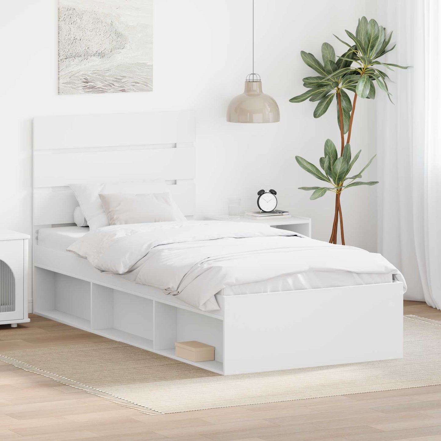 Ágykeret fejtámlával Fehér 75 x 190 cm Tömör fenyőfa