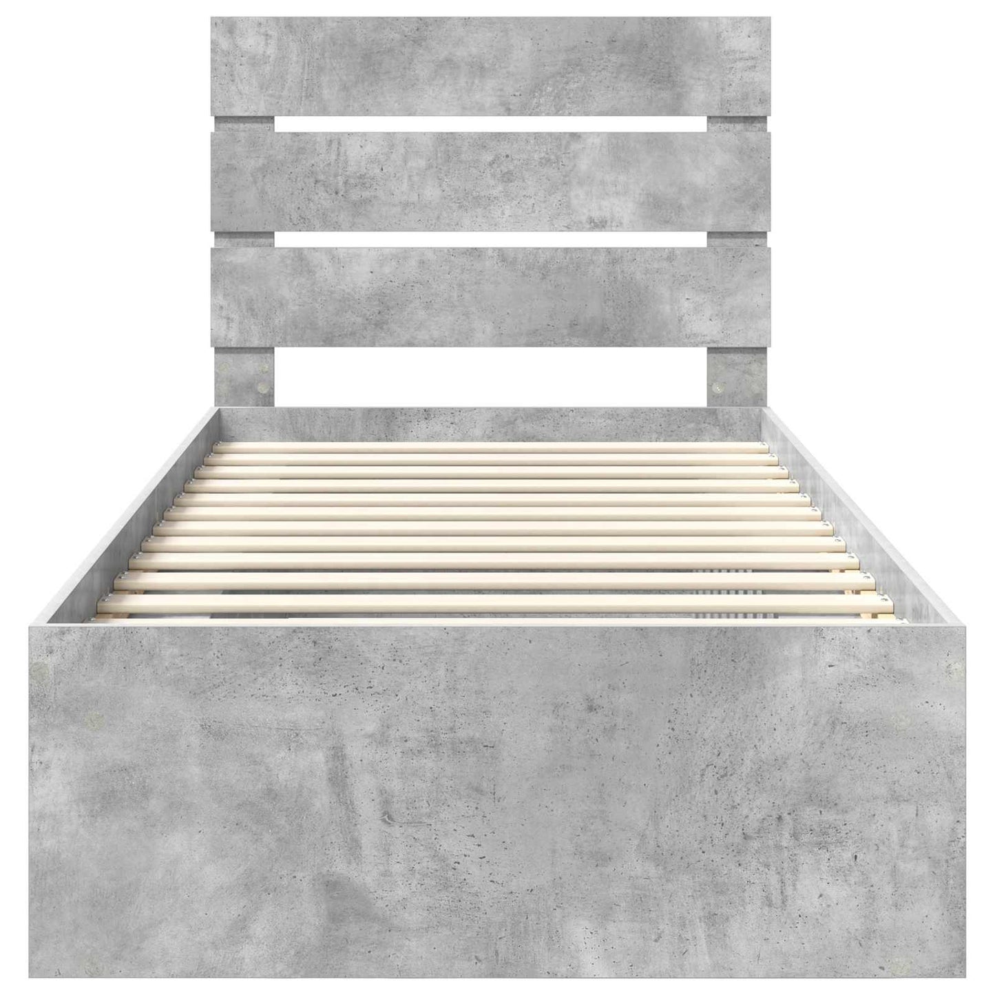 Ágykeret fejtámlával Beton Szürke 75 x 190 cm Tömör fenyőfa