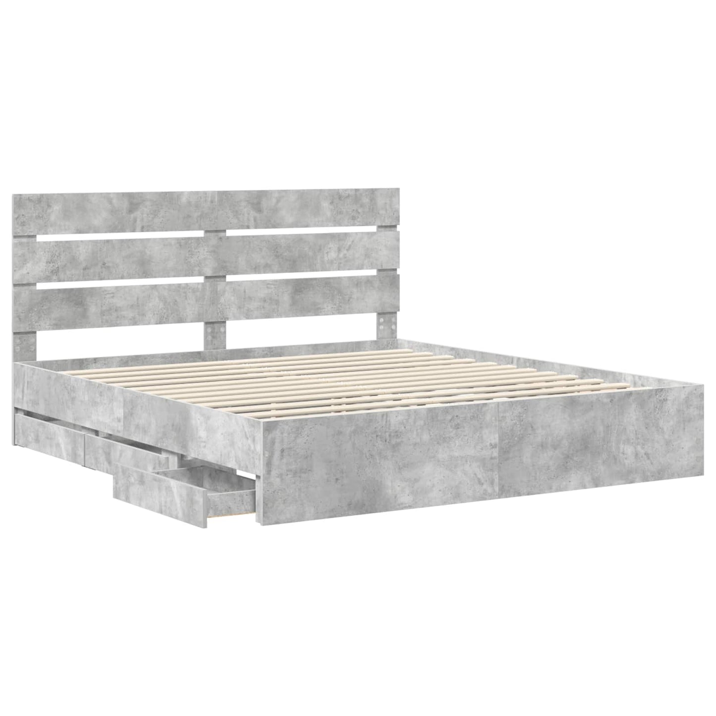 Ágykeret fiókkal tárolóval Beton Szürke 200 x 200 cm Mérnöki Fa