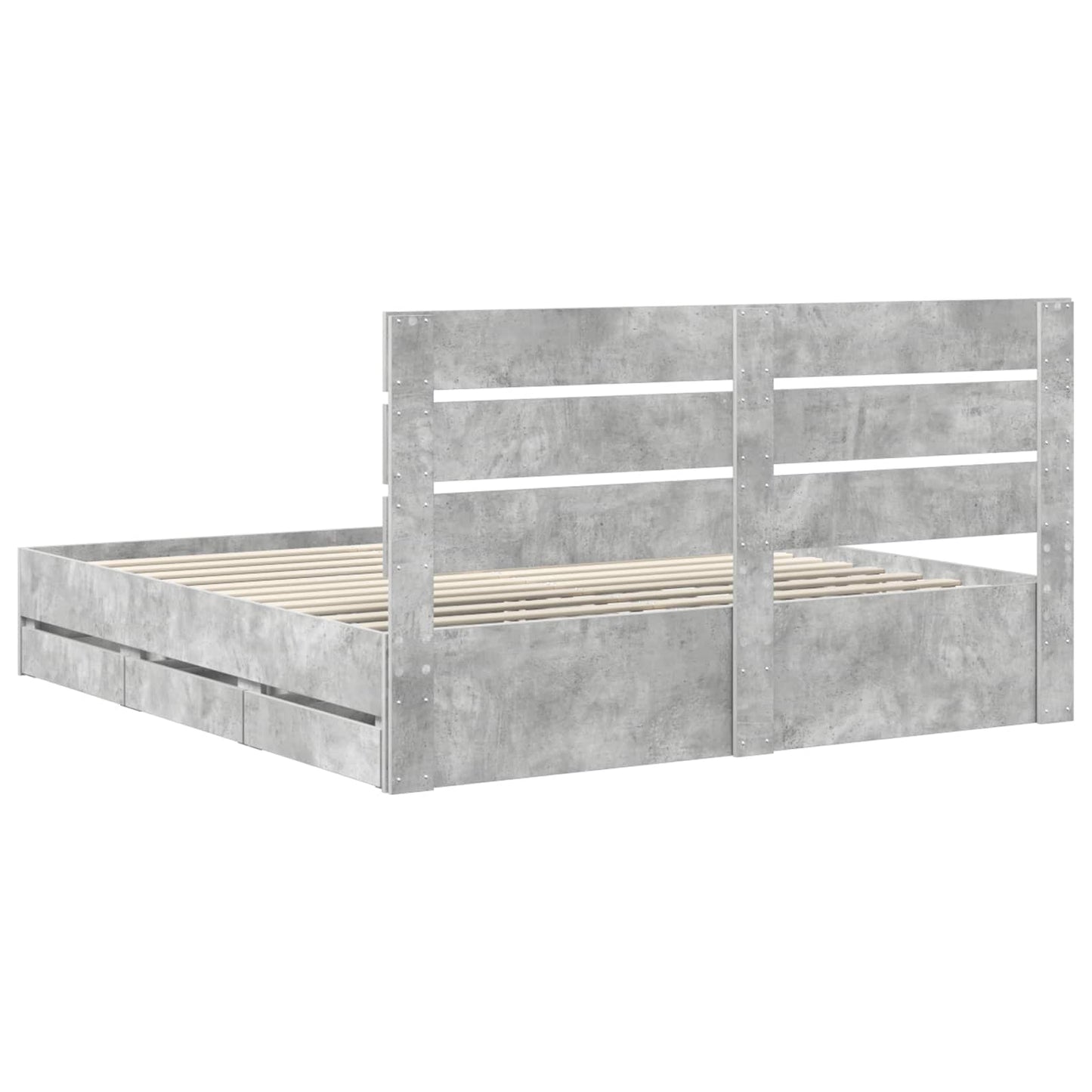 Ágykeret fiókkal tárolóval Beton Szürke 200 x 200 cm Mérnöki Fa