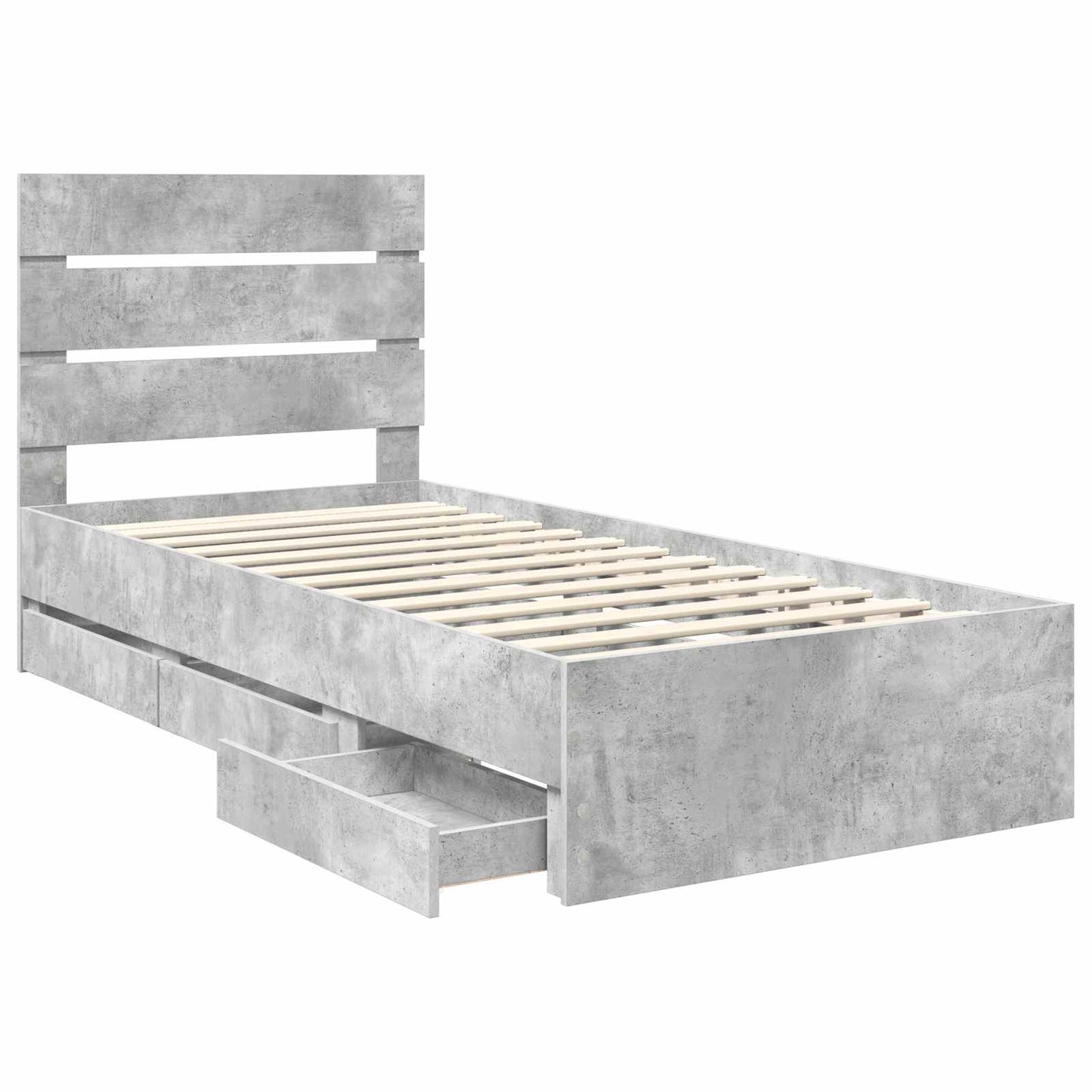 Ágykeret fiókkal tárolóval Beton Szürke 90 x 190 cm Mérnöki Fa