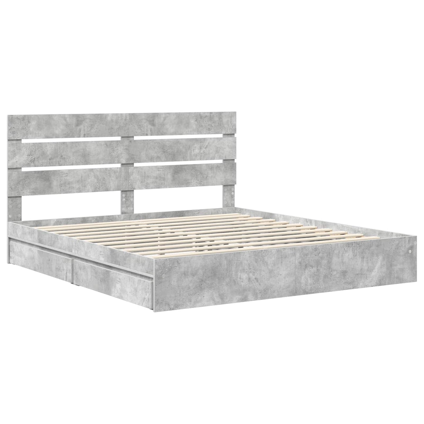 Tárolós Ágy fiókkal Beton Szürke 200 x 200 cm Szerelt Fa
