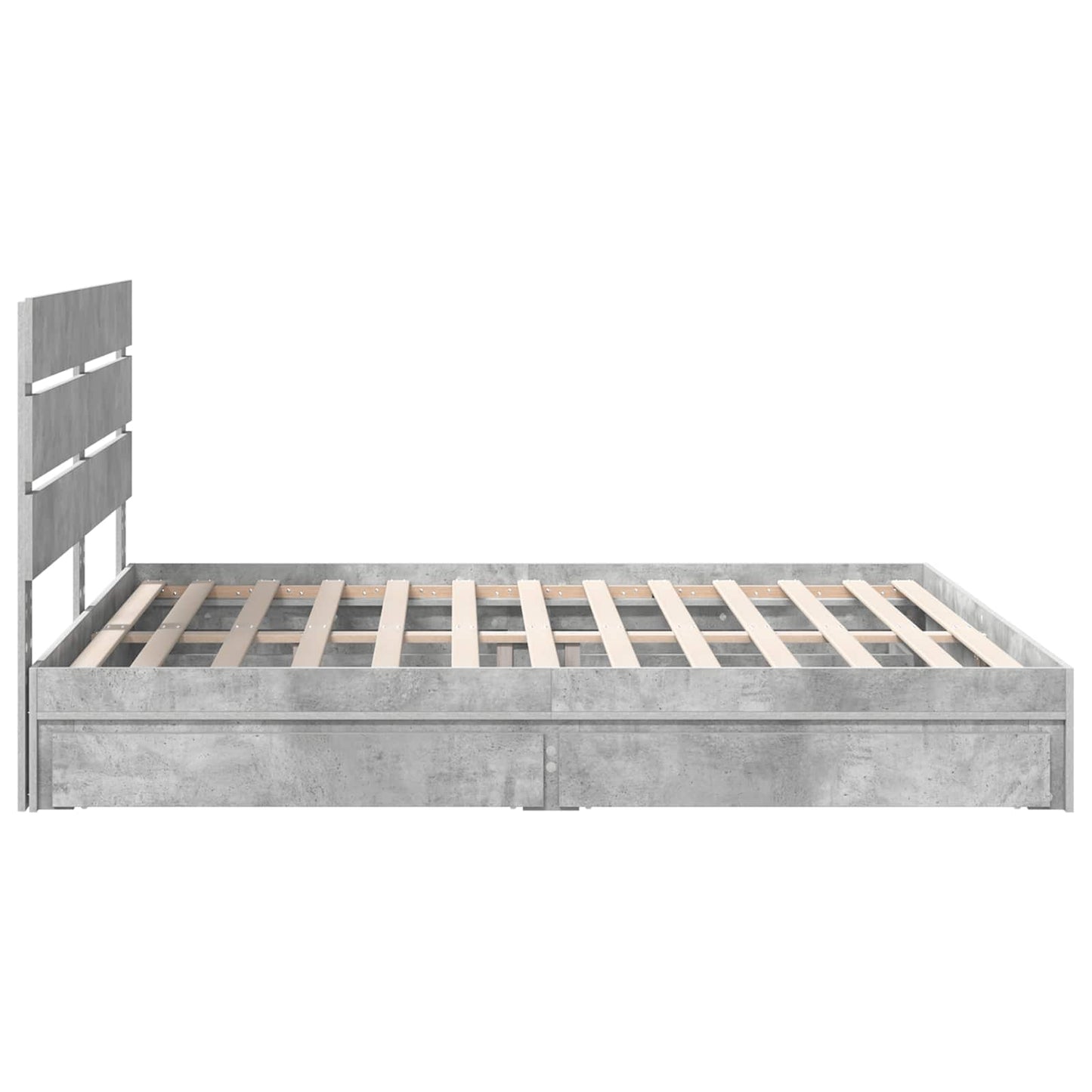 Tárolós Ágy fiókkal Beton Szürke 200 x 200 cm Szerelt Fa