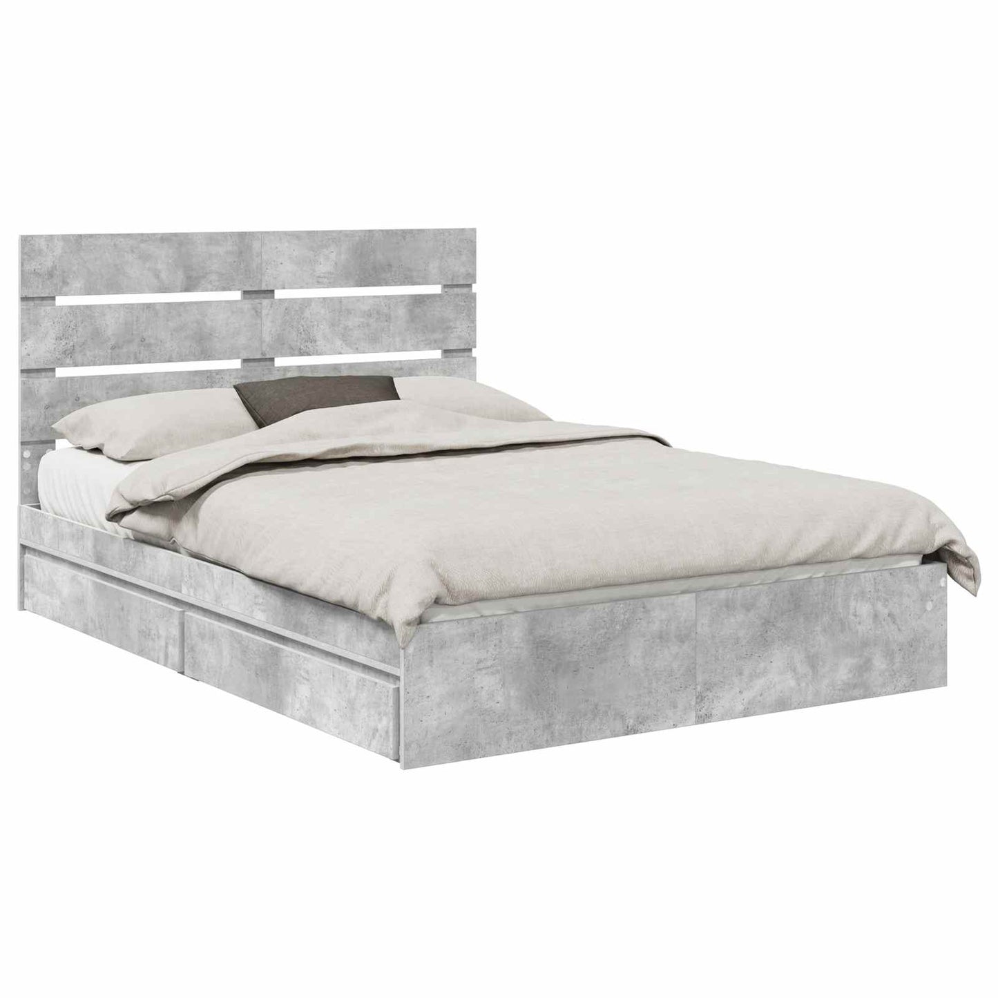 Tárolós Ágy fiókkal Beton Szürke 150 x 200 cm Szerelt Fa